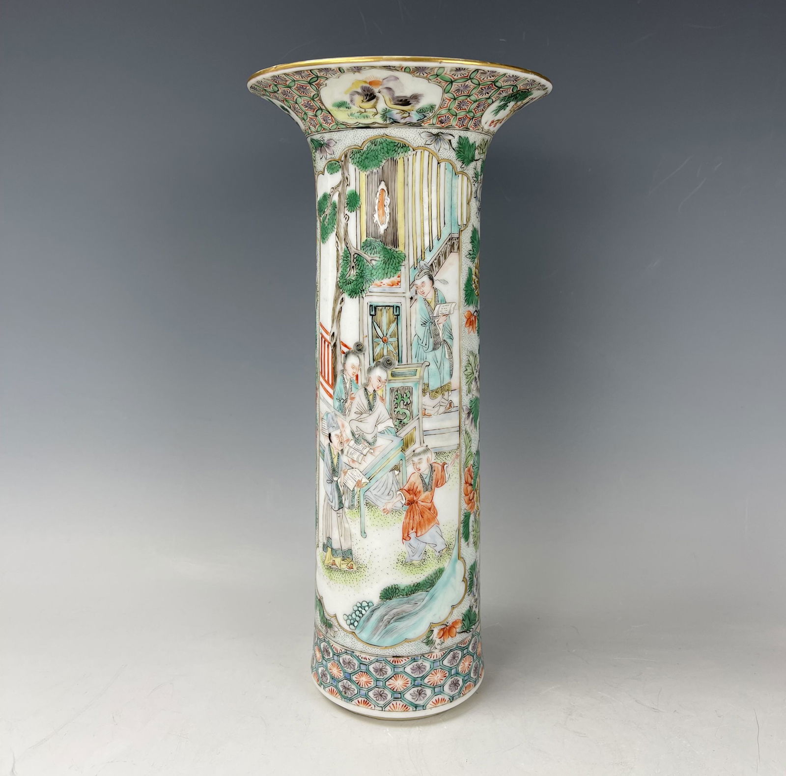 Chinese Qing Dynasty Famille Rose Porcelain Gu Vase (1 of 9)