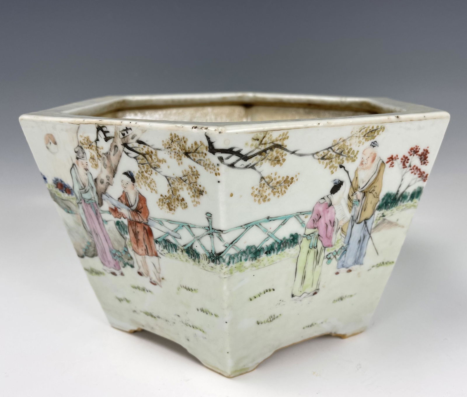 Gao Xintian Qianjiangcai Hexagon Porcelain Flower Pot (1 of 9)
