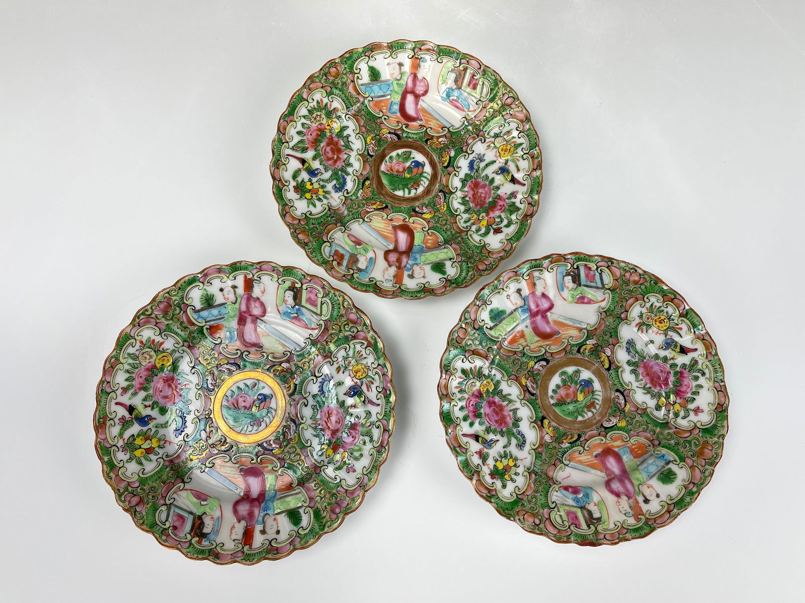 Three Chinese Rose Medallion Porcelain Plates (1 of 4)