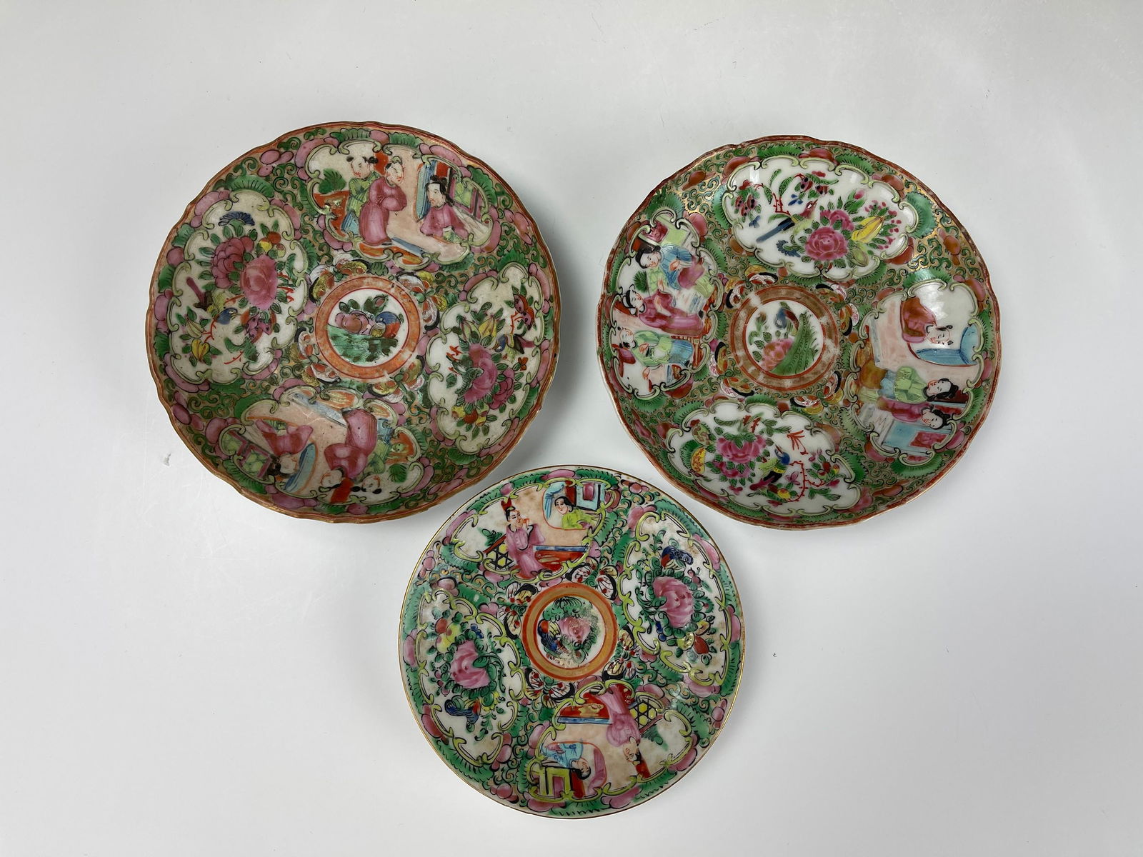 Three Chinese Rose Medallion Porcelain Plates (1 of 4)