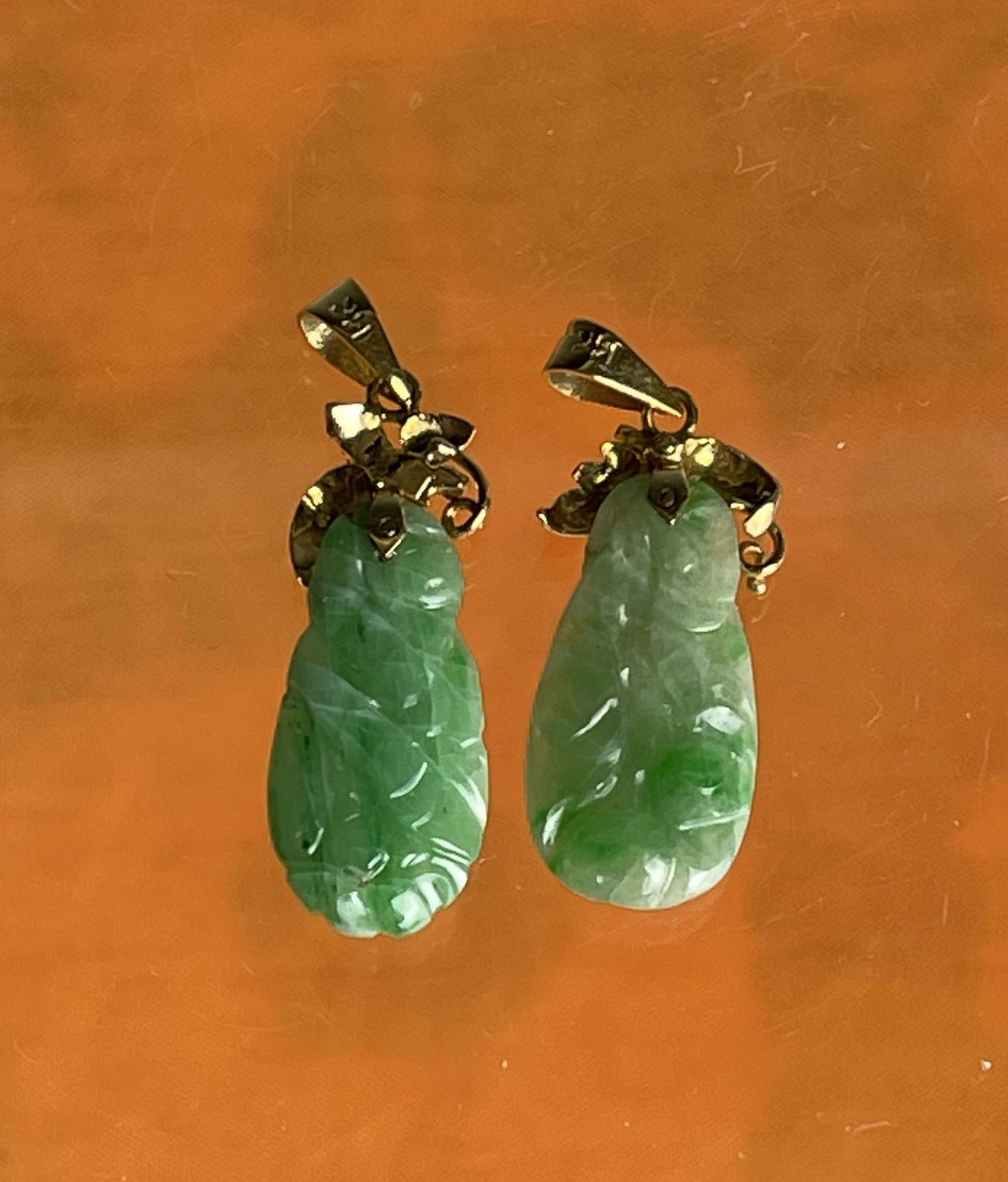 A Pair of Green Jadeite Earnings: A Pair of Green Jadeite Earnings, H 2.5 cm x1 cm x2 .Preview from Feb. 13rd to 17th from 1:00 PM TO 5:00 PM Eastern Time, Location: 15229 Display Court, Rockville MD 20850.