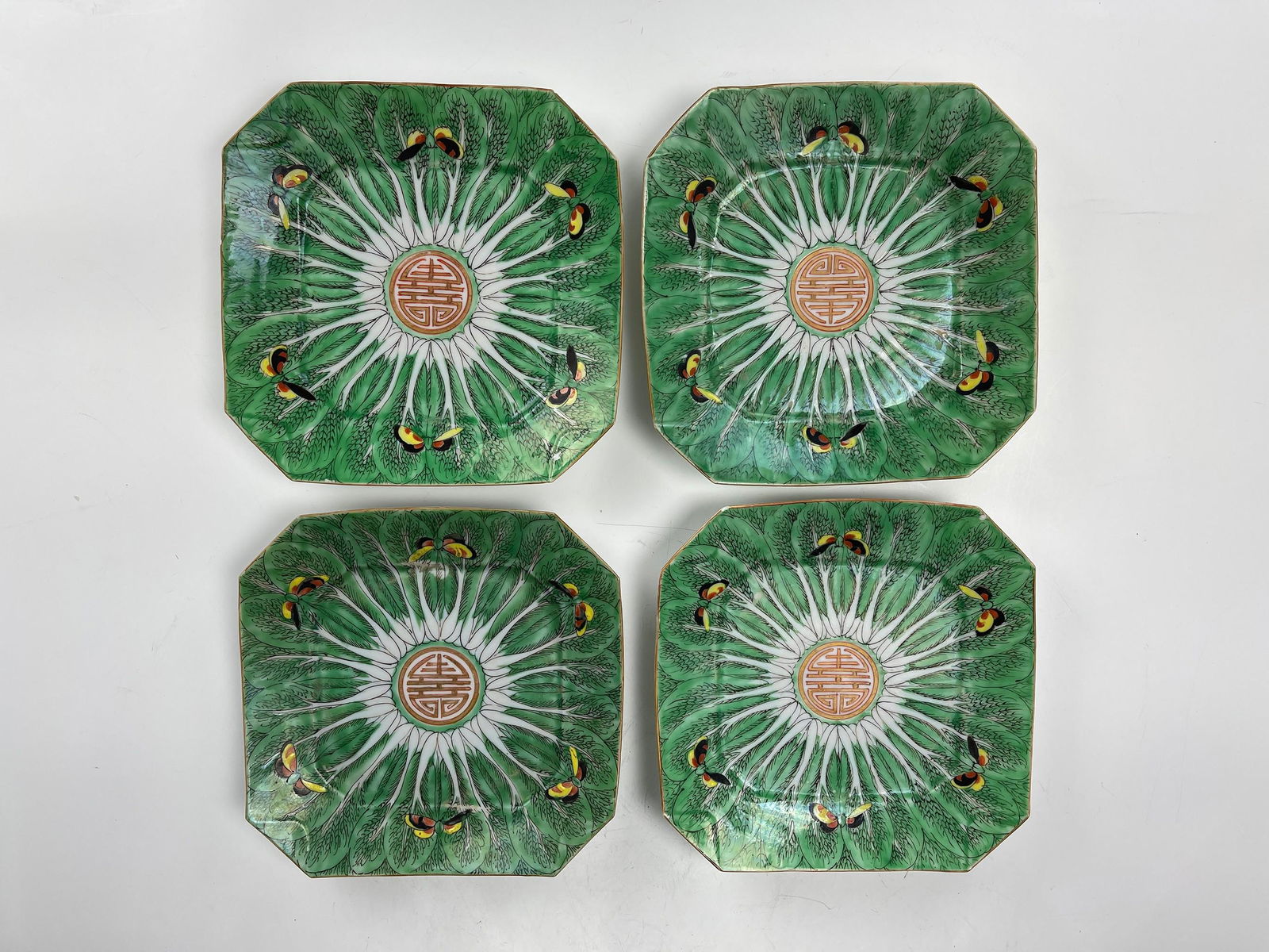 Four Chinese Cabbage Leaf Export Dessert Plates (1 of 5)