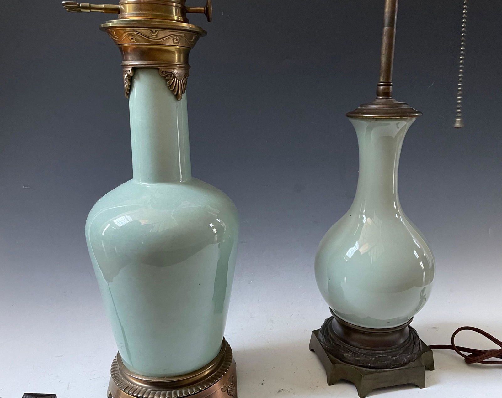 A Group of Two Celadon Lamp Vases (1 of 4)