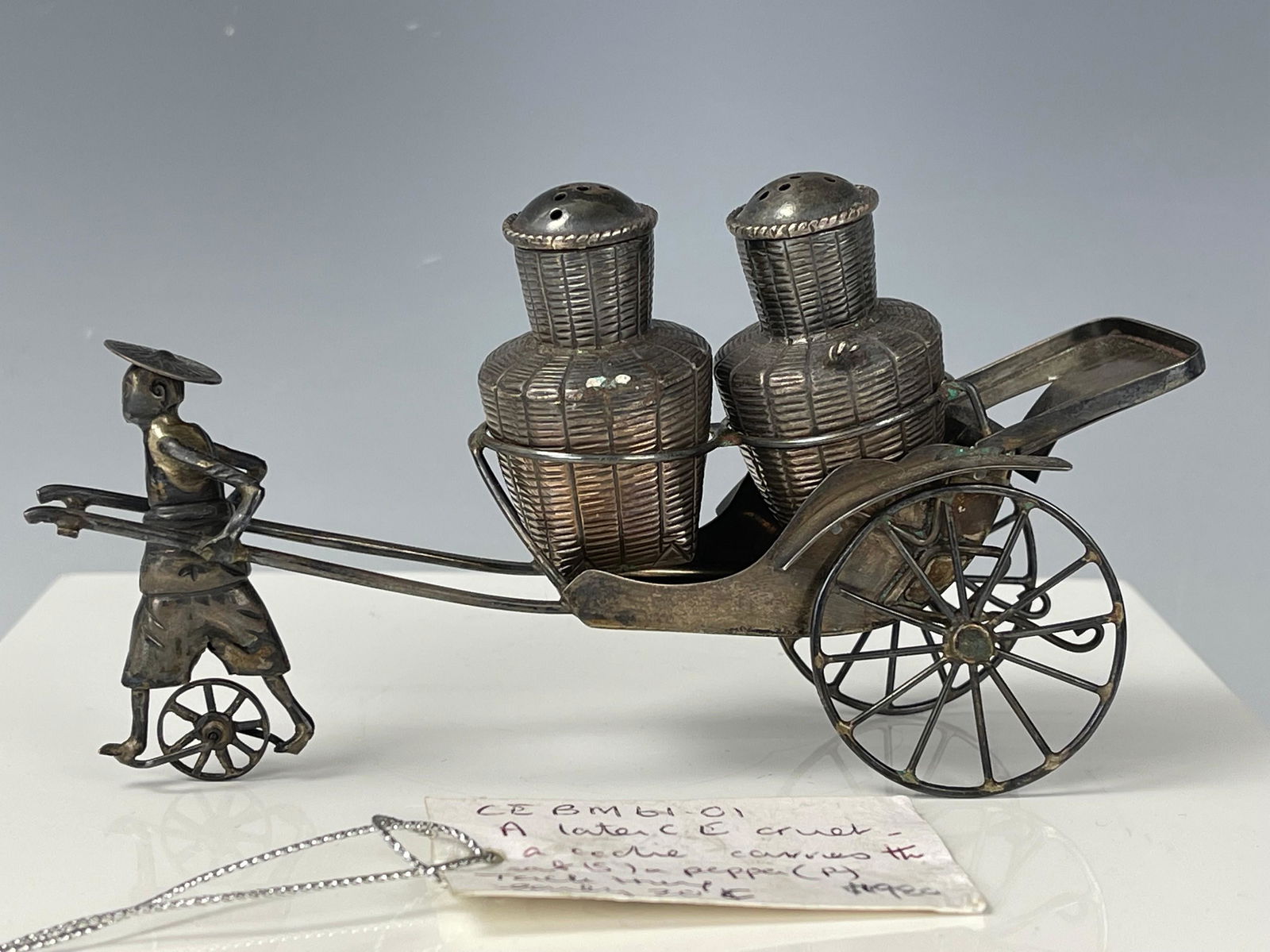 Figural Rikshaw Salt Pepper Shakers Sterling Silver Hong Kong (1 of 8)