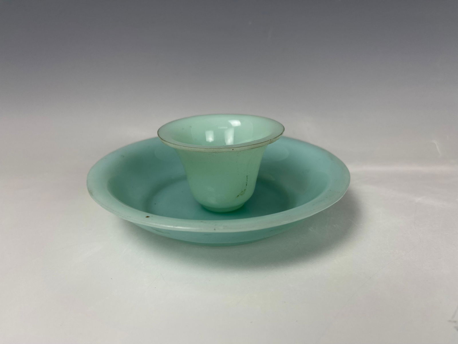 Vintage Chinese Sky Blue Peking Glass Cup And Saucer (1 of 6)