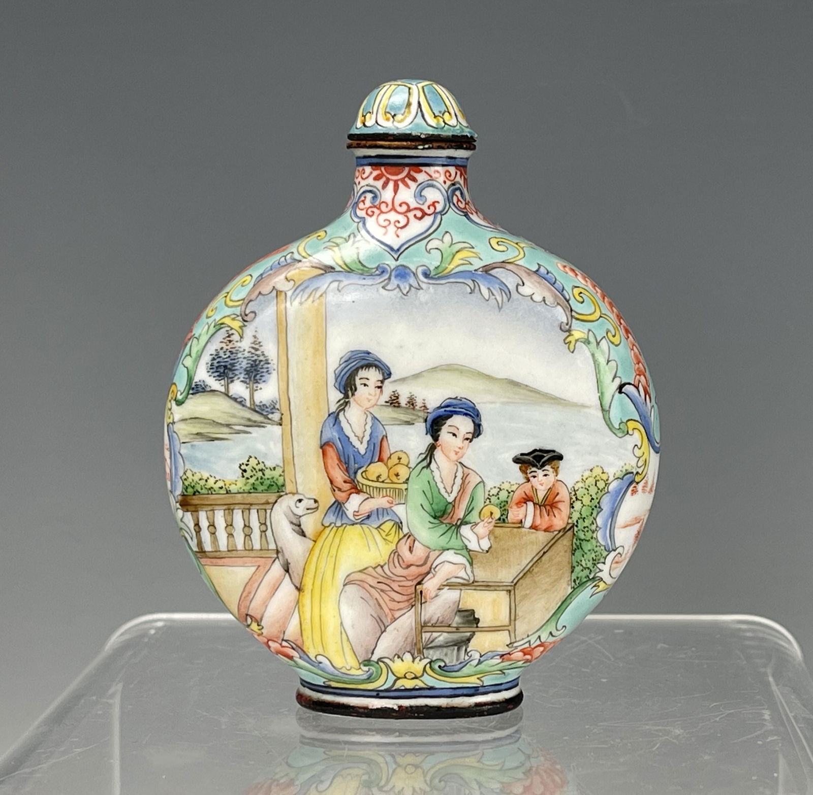 Antique Chinese Metal Painted Enamel Snuff Bottle (1 of 7)