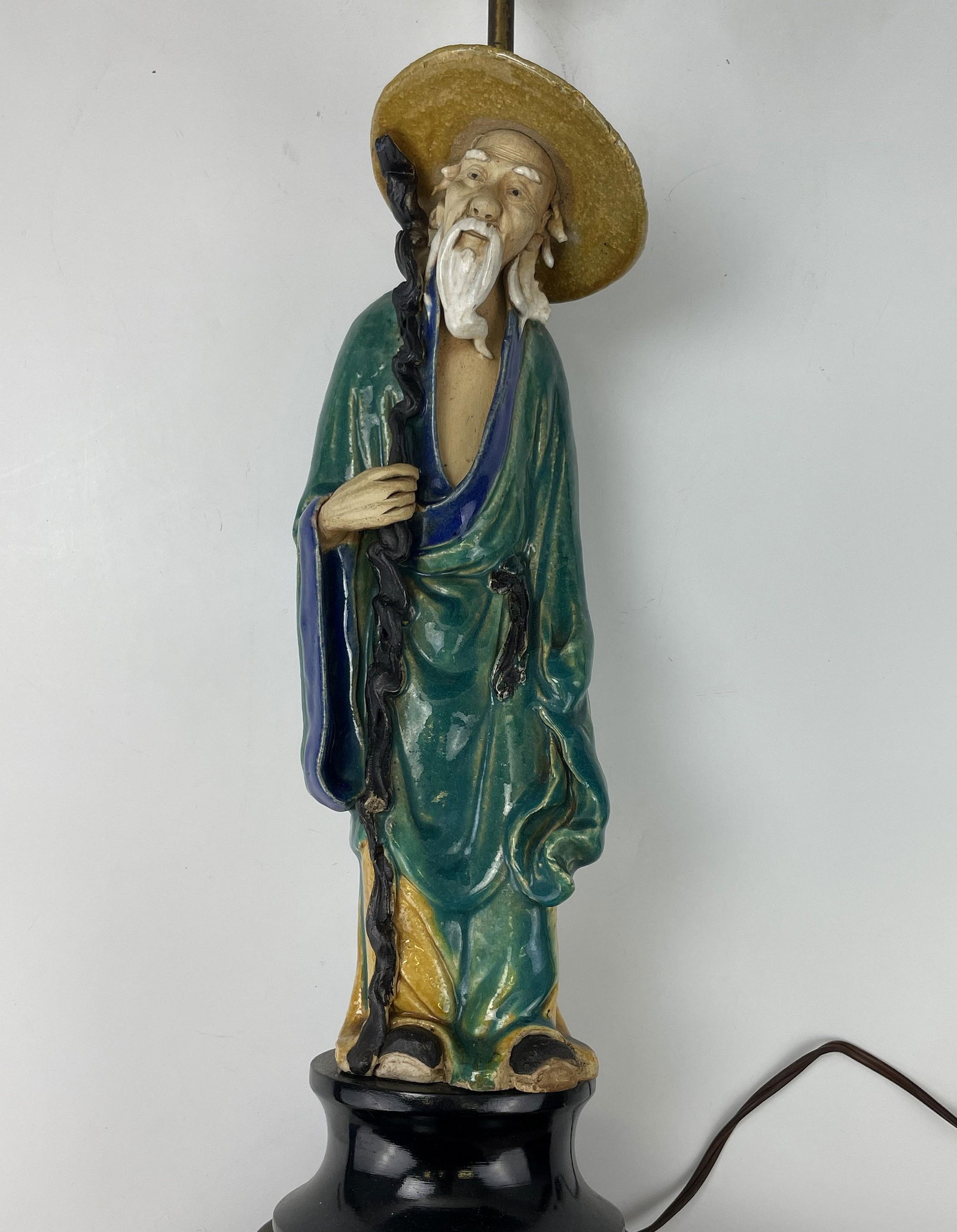 A Chinese Porcelain Old Man Statue Lamp (1 of 5)