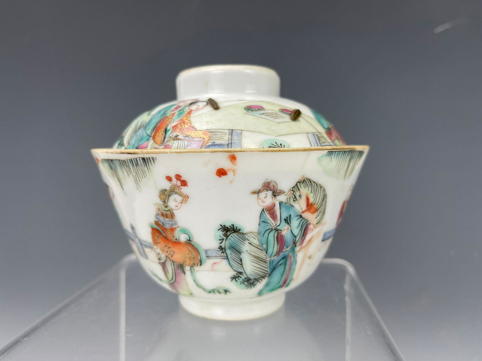 Chinese Famille Rose Porcelain Cup Lidded Repair (1 of 9)