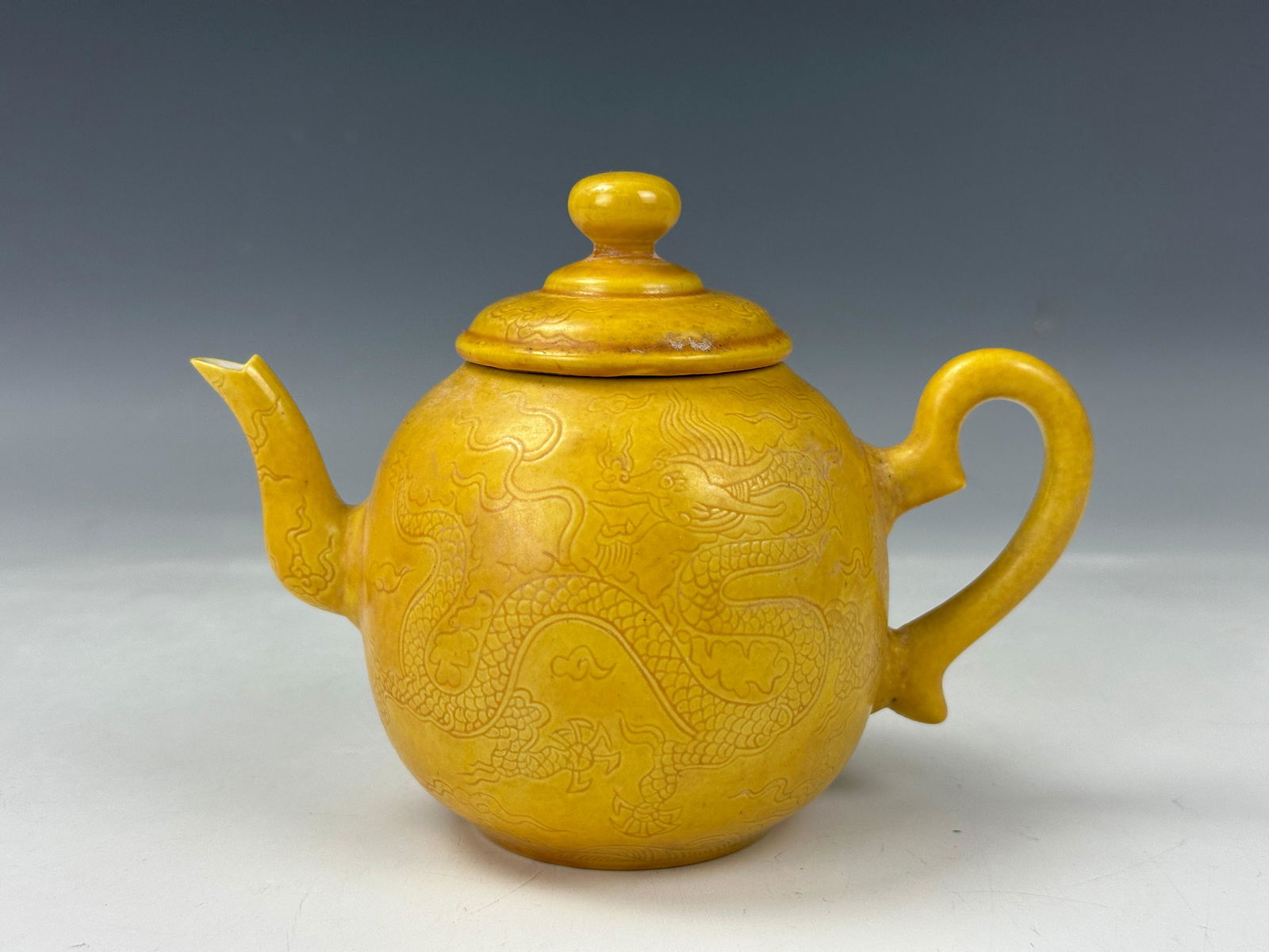 Chinse Yellow Glazed Teapot with Dragon Pattern (1 of 5)