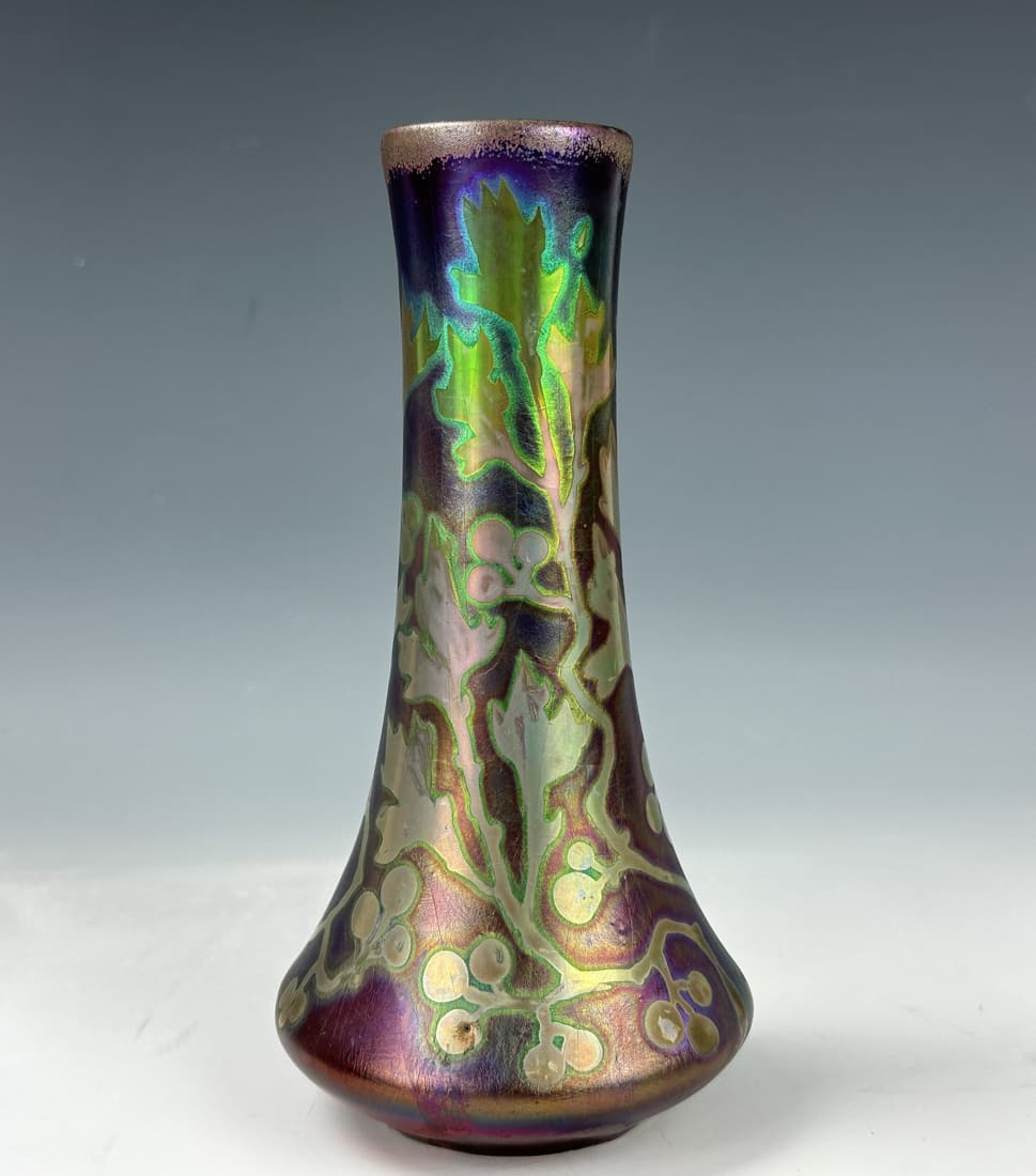 Vintage Weller Sicard Signed Art Glass Bottle Vase (1 of 5)