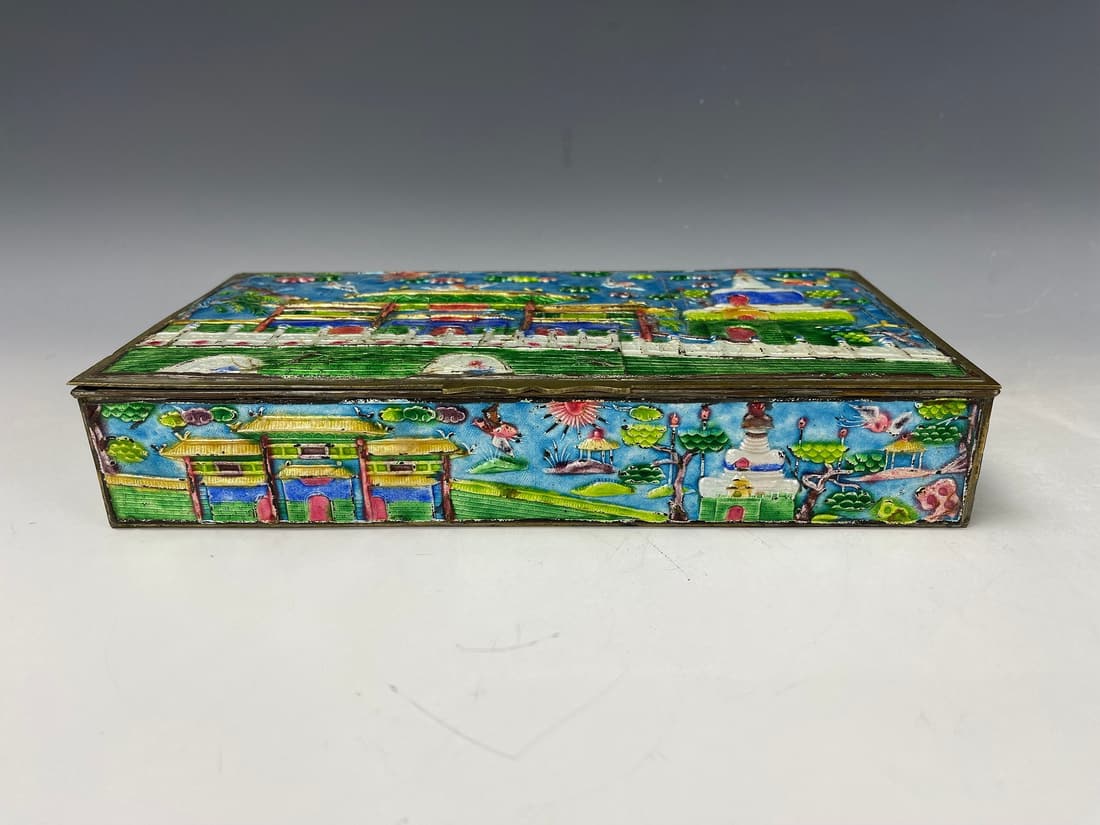 Antique Chinese Export Canton Enamel Brass Box (1 of 6)