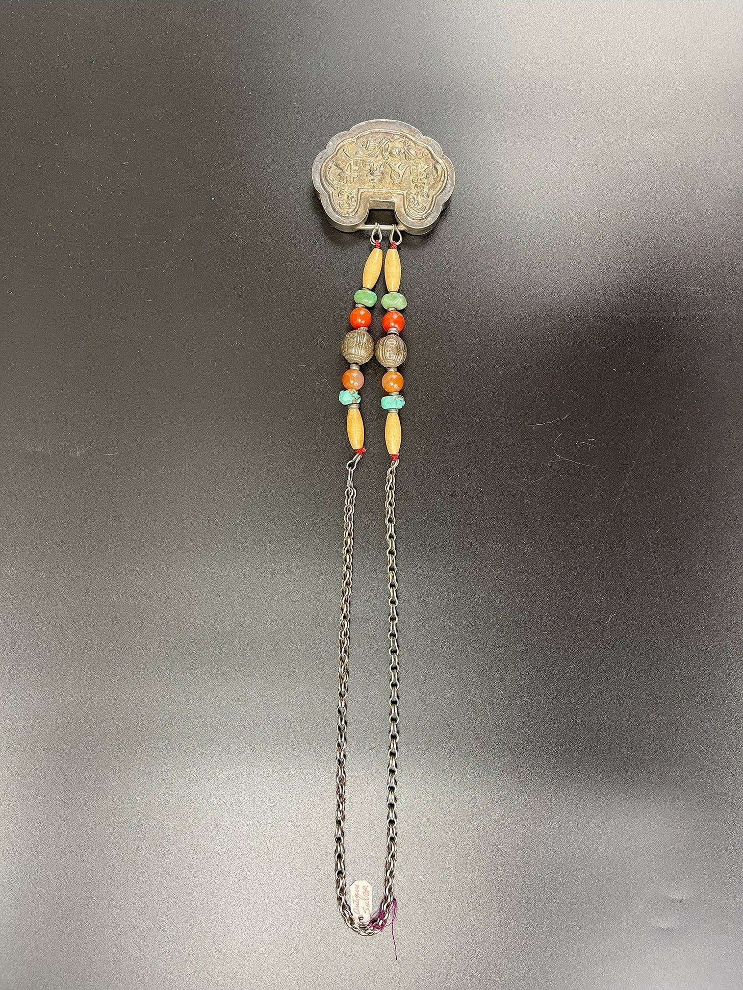 Chinese Qing Dynasty Silver Lock Pendant Necklace (1 of 8)