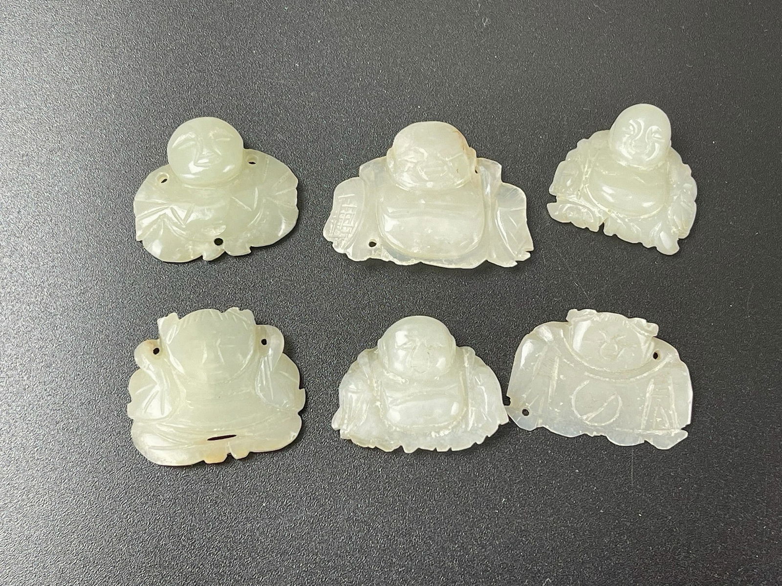Group of 6 Chinese Hetian White Jade Small Buddha Statues (1 of 3)