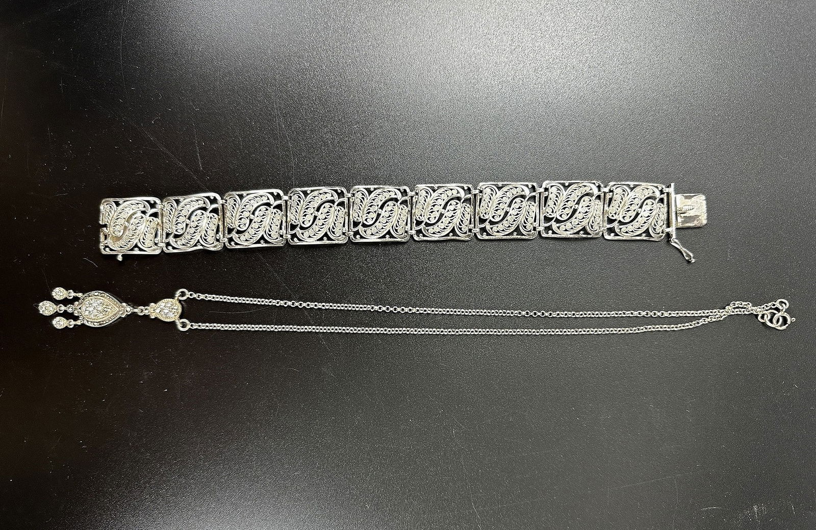 Sterling Silver Bangle and Necklace 925 Mark (1 of 6)