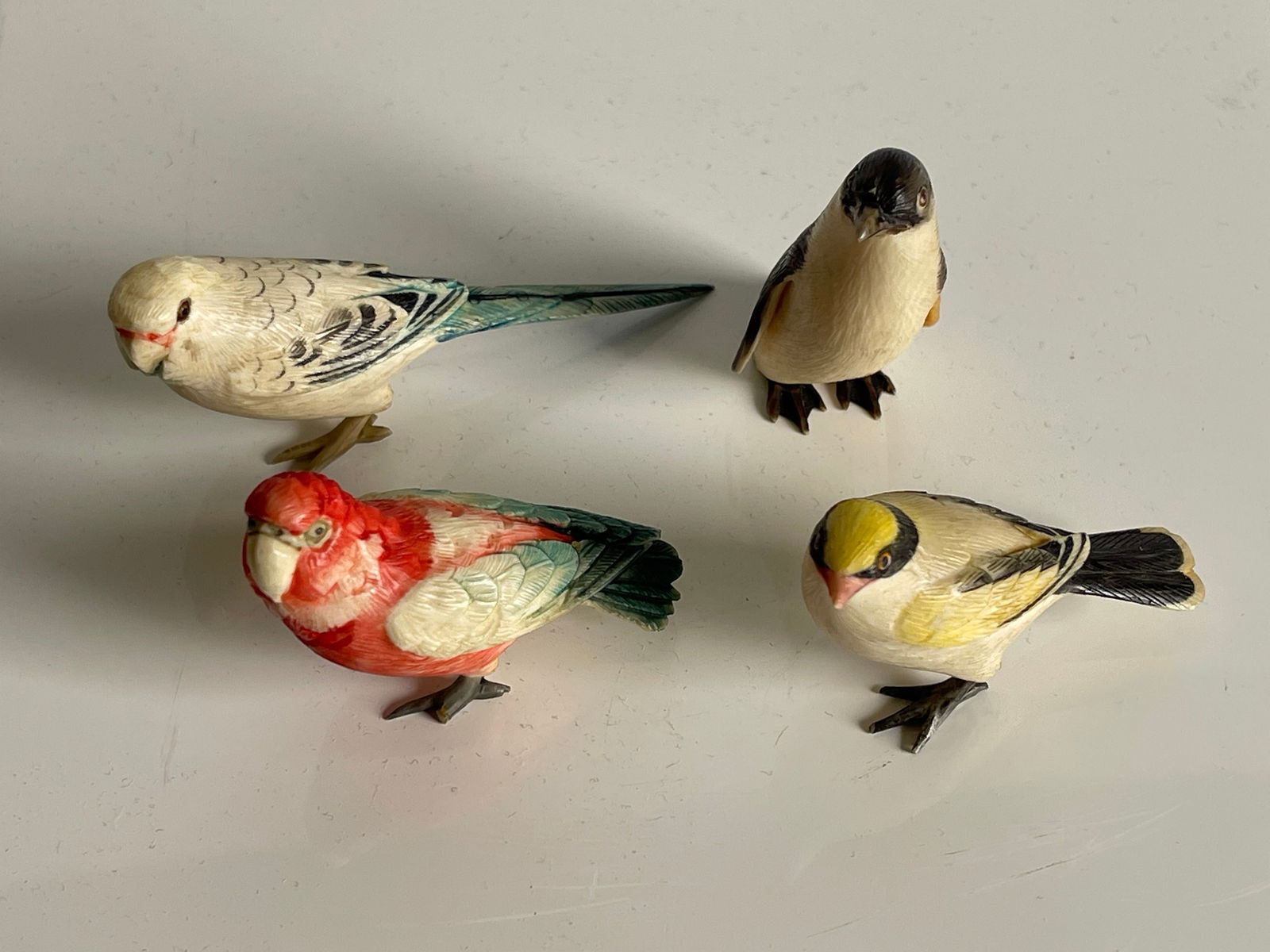 Four JAPANESE CARVED AND POLYCHROME BIRD FIGURES (1 of 12)
