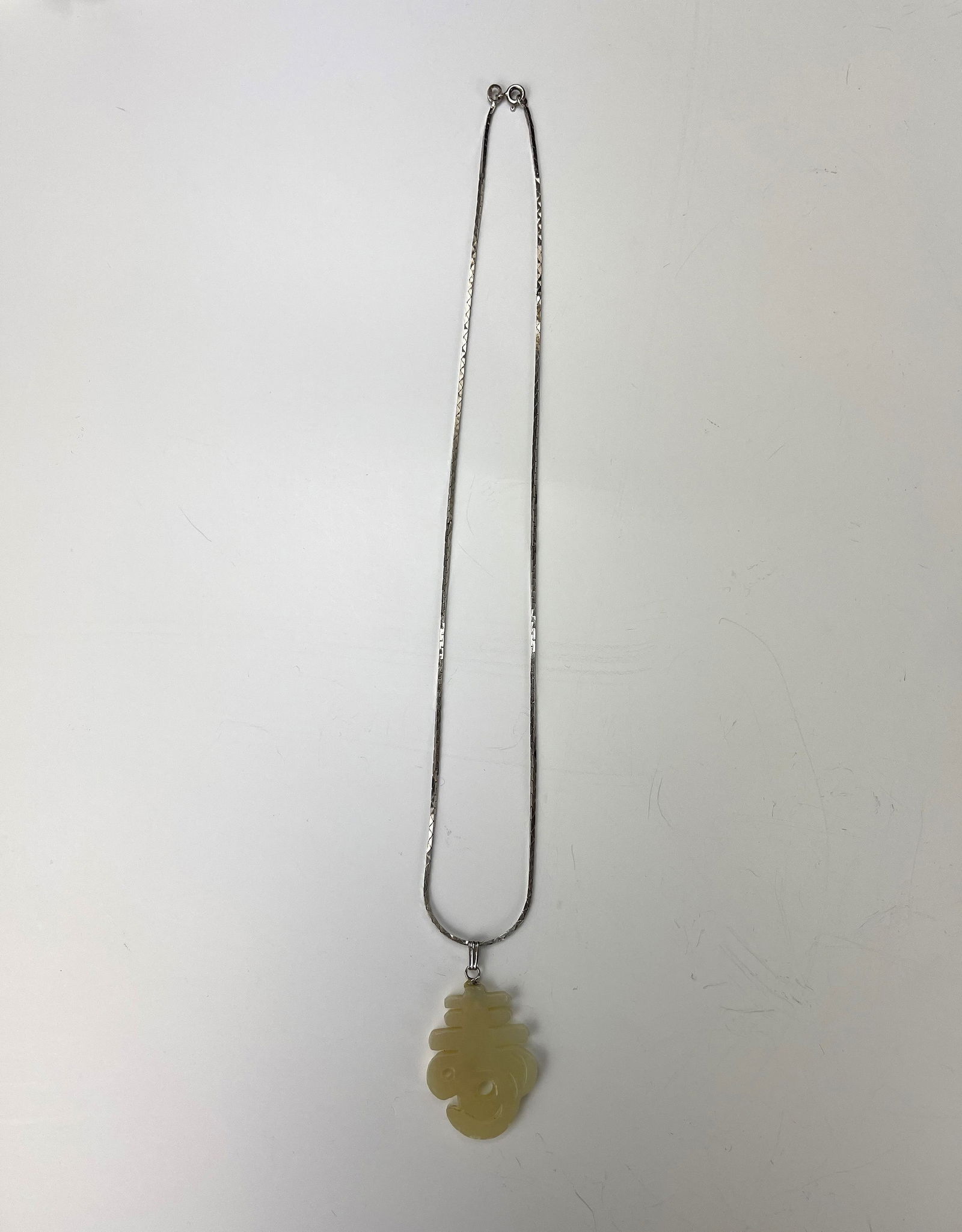 Longevity Jade Pendant Silver Necklace (1 of 5)