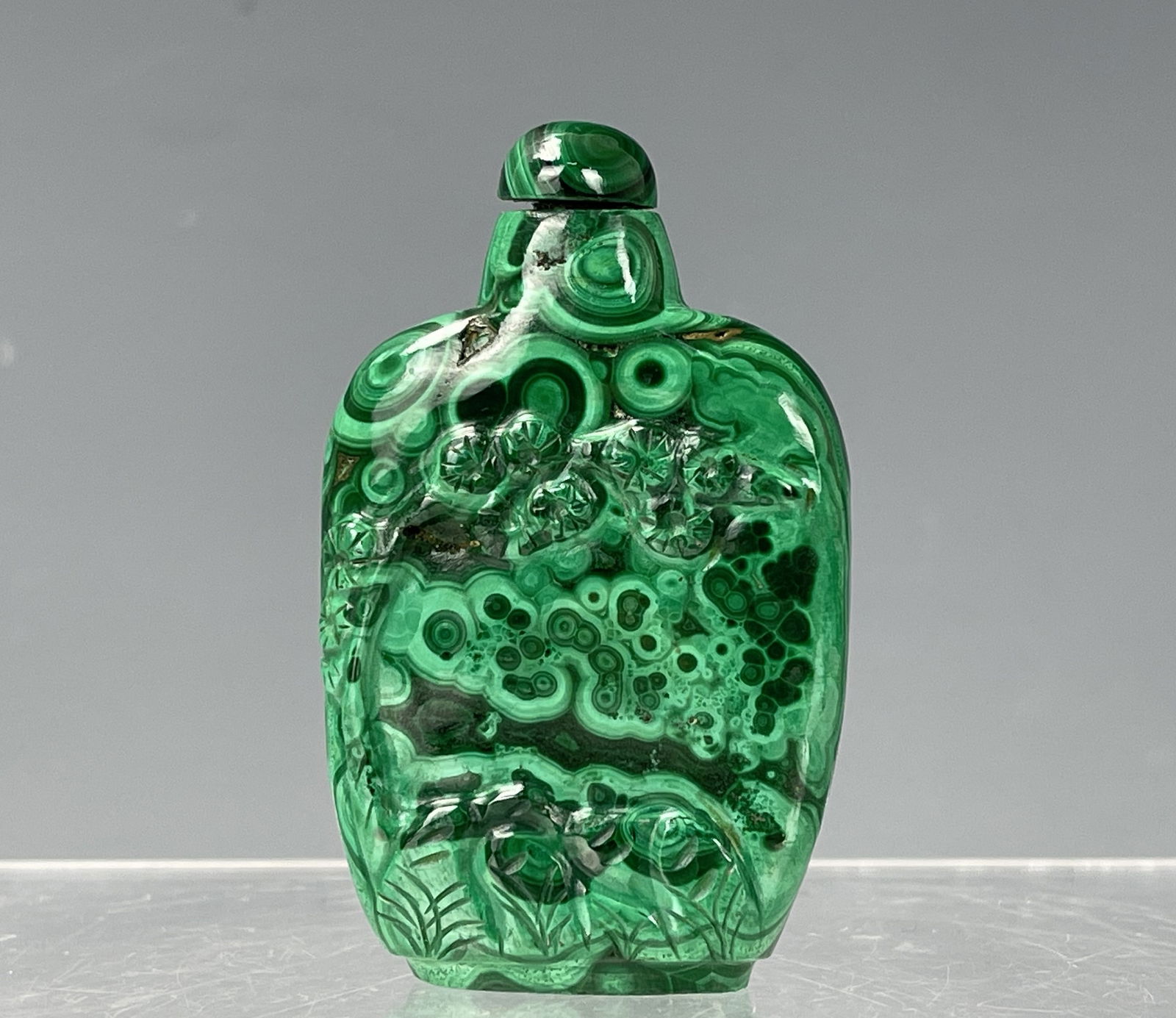 Antique Chinese Carved Malachite Snuff Bottle (1 of 5)