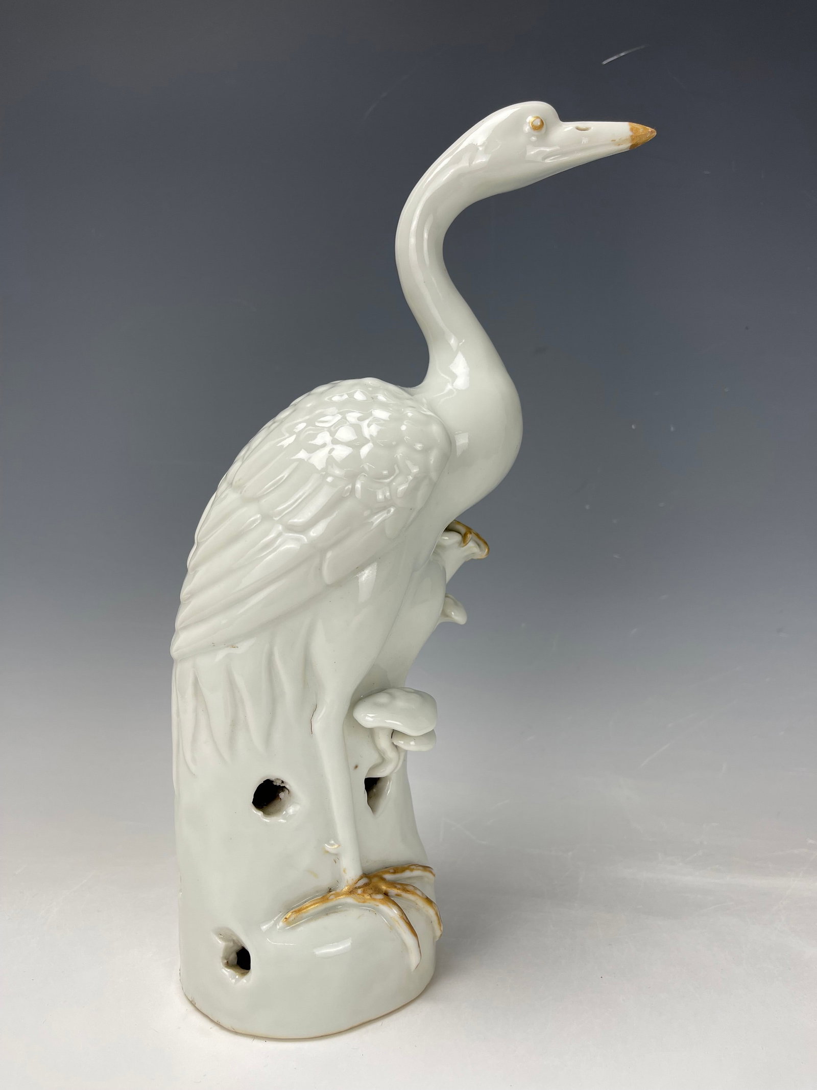 Chinese White Glazed Porcelain Figure of Crane: Chinese White Glazed Porcelain Figure of Crane, H 27 cm(10.5 in.),Preview from Oct. 2nd to 6th from 1:00 PM TO 5:00 PM Eastern Time, Location: 15229 Display Court, Rockville MD 20850.