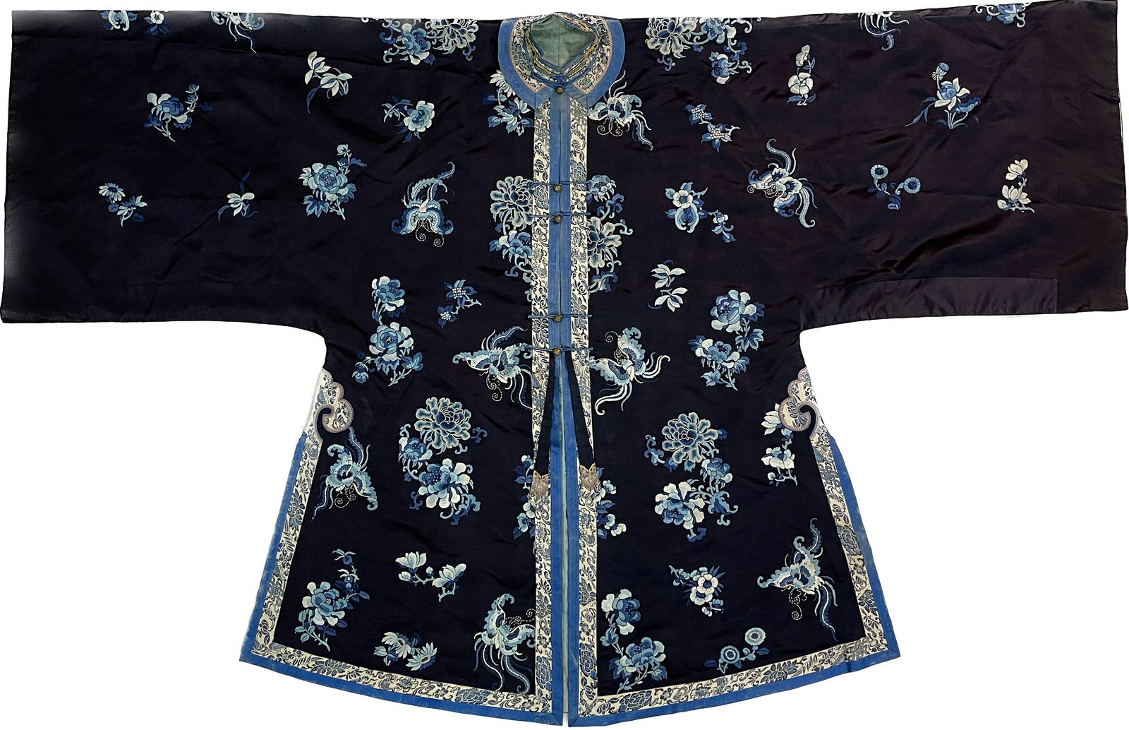 Antique Chinese Embroidered Black Robe Clothes (1 of 9)