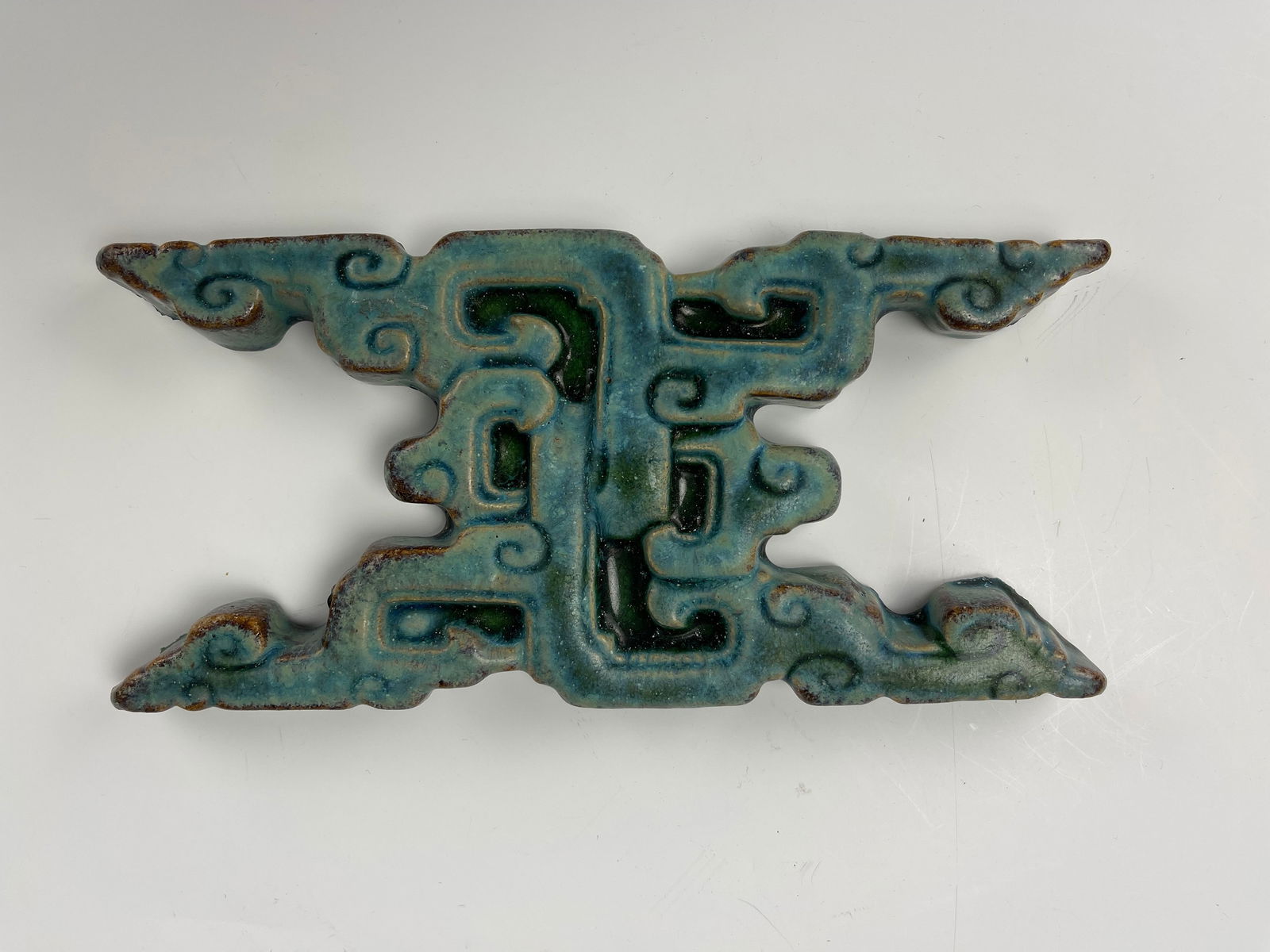 Vintage Chinese Green Glazed Lucky Cloud Ceramic Tile (1 of 3)