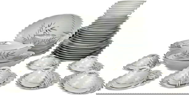 Set of 60 Japanese Porcelain Tableware Noritake Bambina: Set of 60 Japanese Porcelain Tableware Noritake Bambina ,the biggest plate W 37cm(14.5in.) x D 25 cm(9.8in.),Preview from Oct. 2nd to 6th from 1:00 PM TO 5:00 PM Eastern Time, Location: 15229 Display