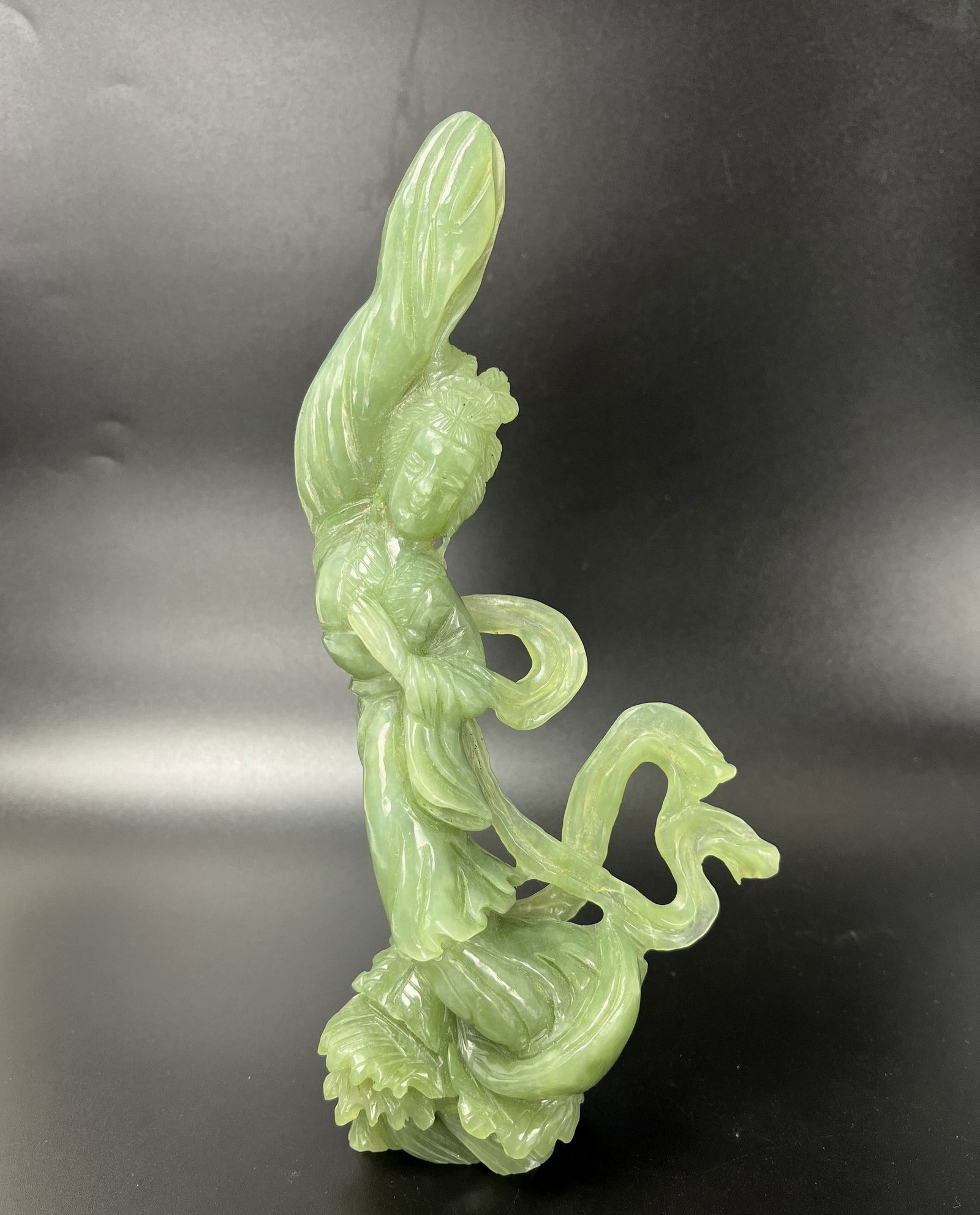 Antique Chinese Carved Green Jade Statue (1 of 5)