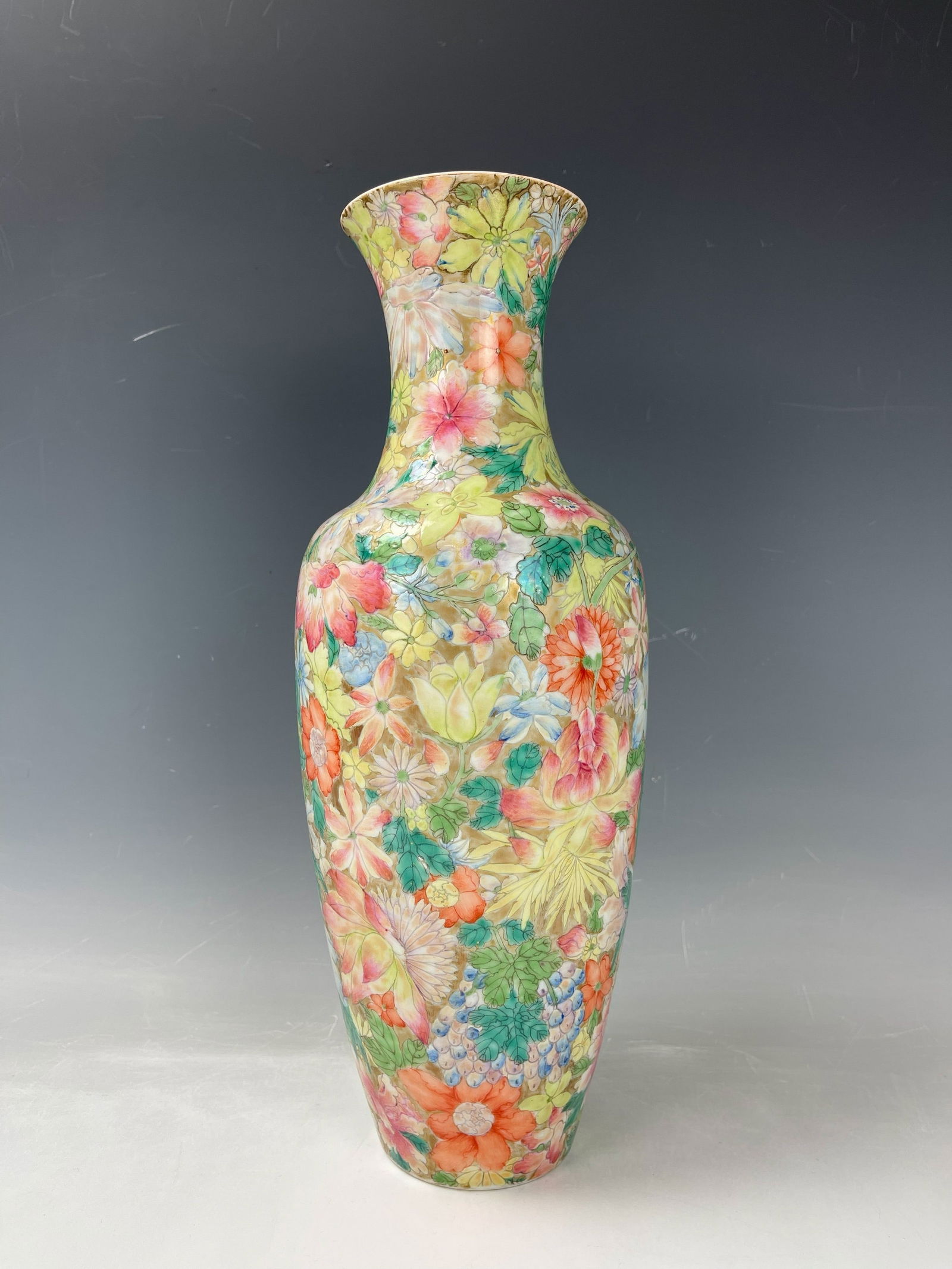 A Chinese Famille Milleur Porcelain Slim Vase Qianlong Mark (1 of 5)
