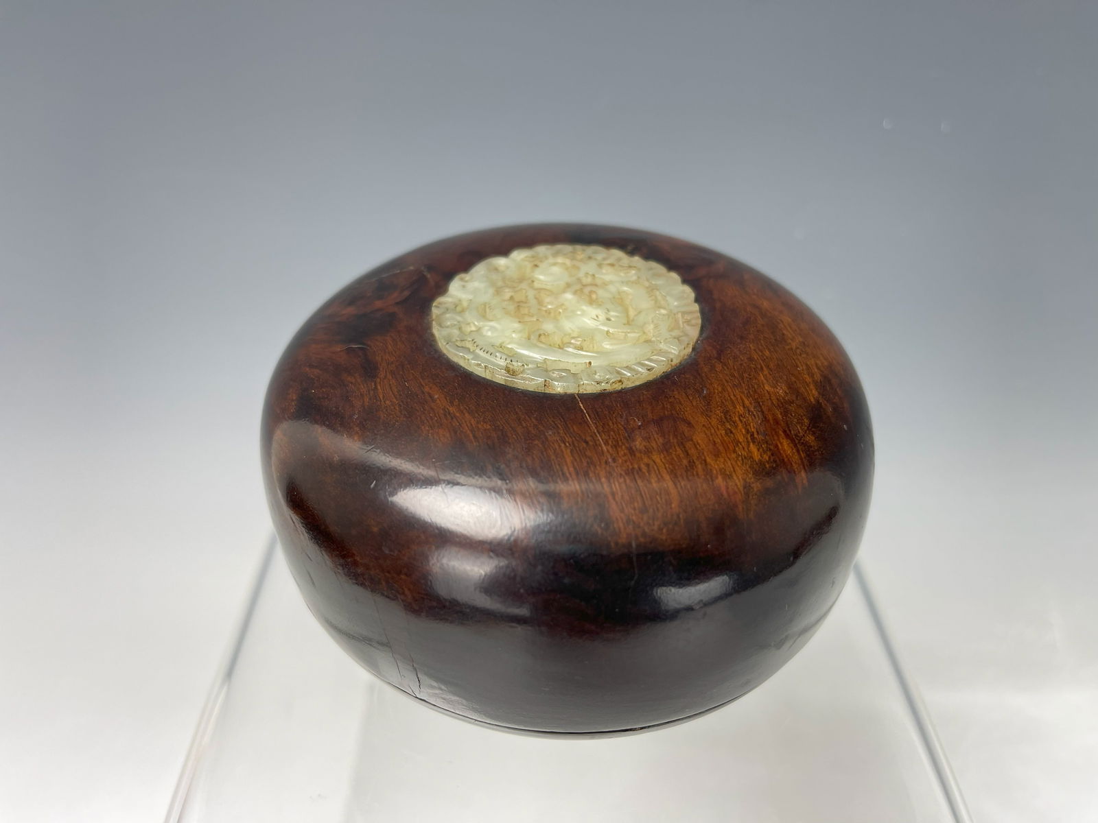 Chinese Black Wood Box with White Jade Inset (1 of 5)