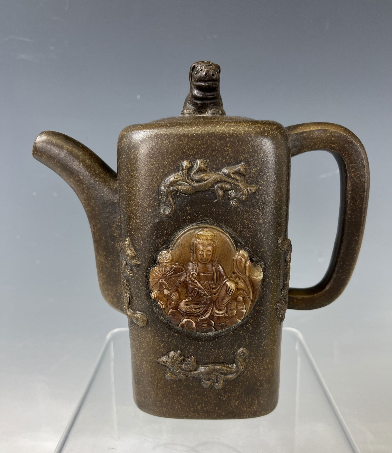 Chinese Zisha Clay Teapot YangPengnian Mark: Chinese Zisha Clay Teapot YangPengnian Mark,W 16 cm(6in.) x H 15 cm(6 in.),Preview from Dec. 11th to 15th from 1:00 PM TO 5:00 PM Eastern Time, Location: 15229 Display Court, Rockville MD 20850.