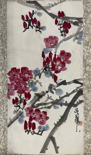 A Chinese Painting Scroll Ink and Color on Paper: A Chinese Painting Scroll Ink and Color on Paper, H 70 cm(27.6 in.) x W 34.5 cm(13.6 in.),Preview from Dec. 11th to 15th from 1:00 PM TO 5:00 PM Eastern Time, Location: 15229 Display Court, Rockville