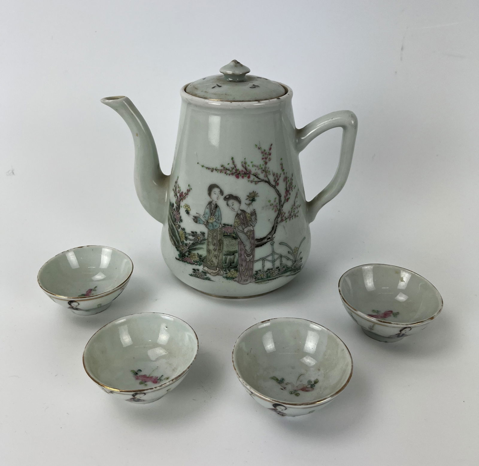 Chinese Tongxinghe Mark Porcelain Tea Pot Set with 4 Cups (1 of 14)