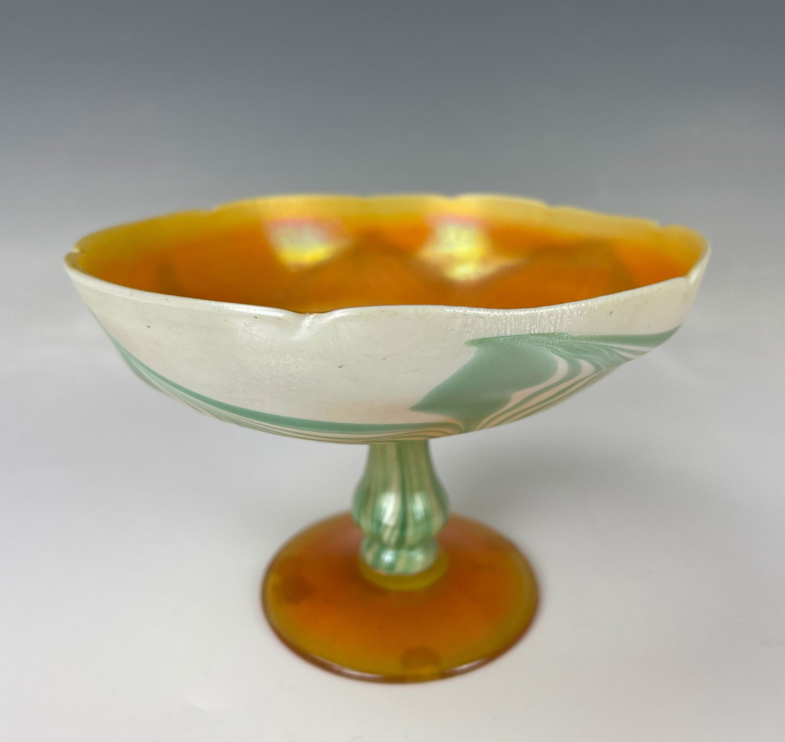 Antique Glass Quezal Compote (1 of 6)