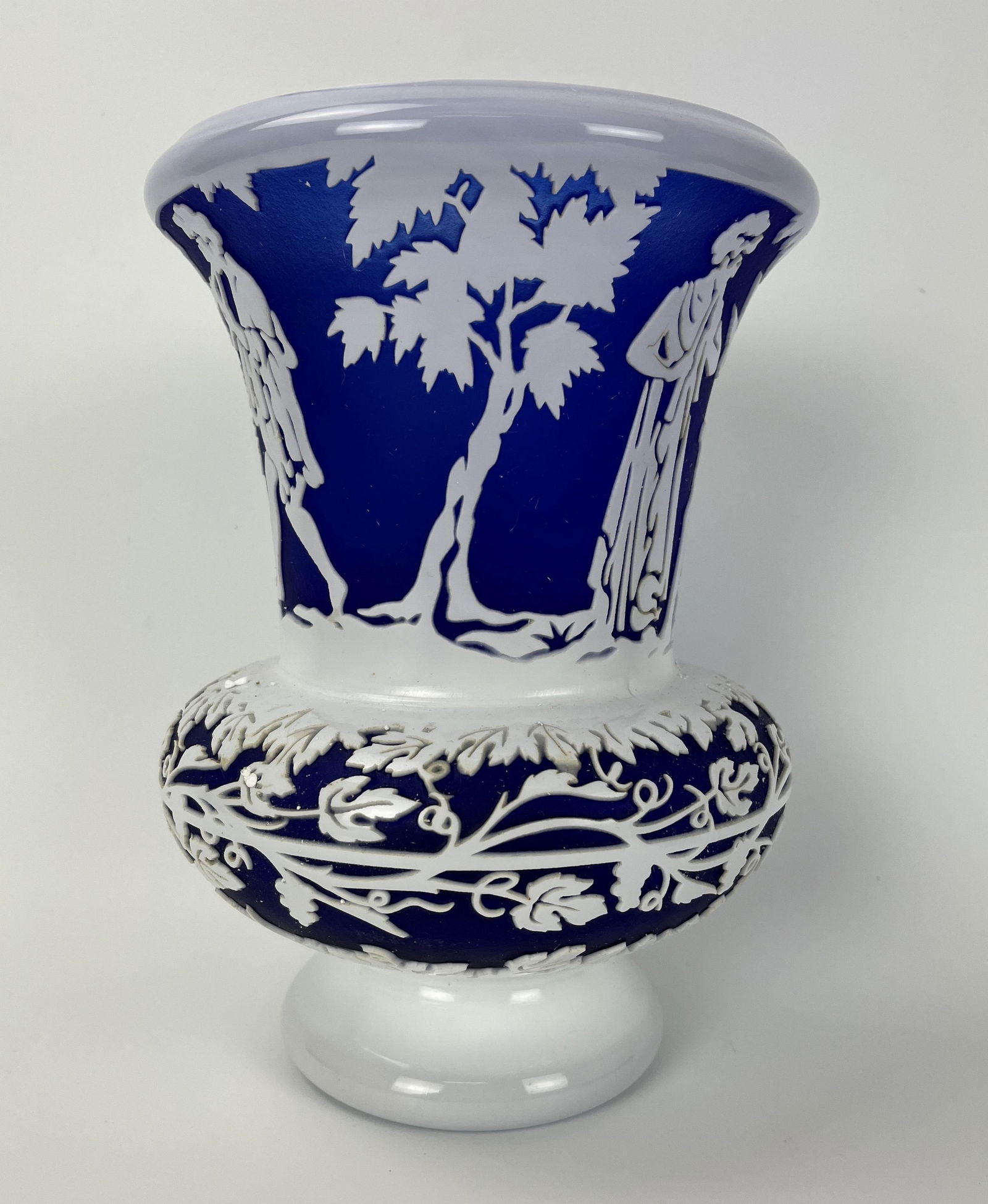 Signed Cobalt Cameo Art Glass Vase (1 of 8)