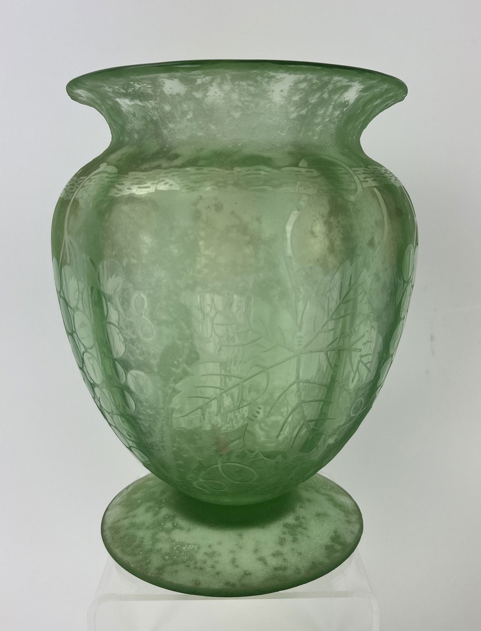 Green Satin Finish Large Footed Vase (1 of 6)