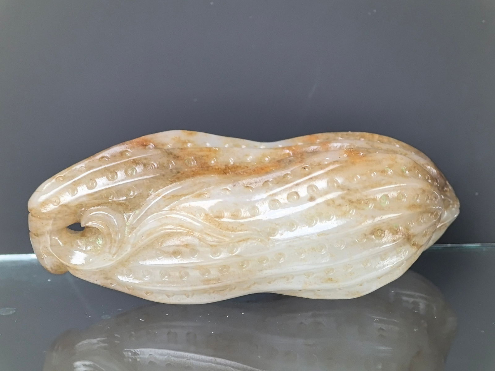 A Chinese Carved Jade Statue of Peanut (1 of 6)