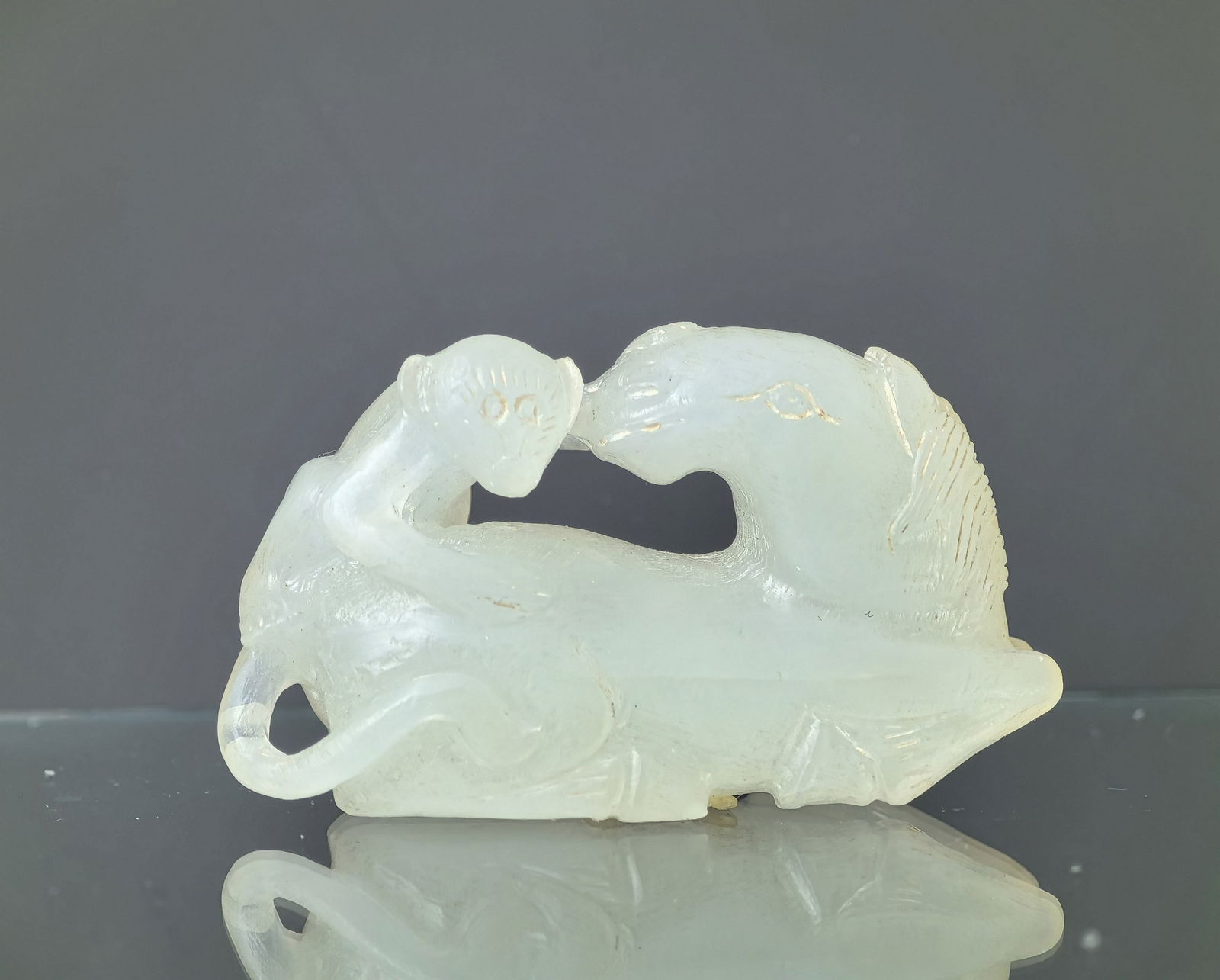 A Chinese Carved Jade Monkey and Horse (1 of 4)