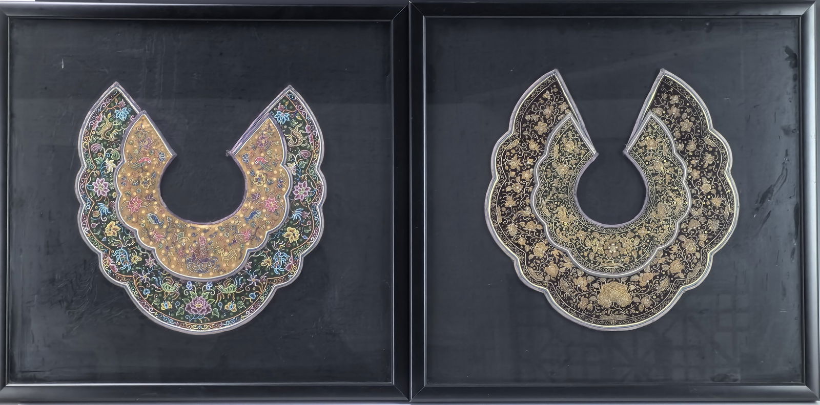 Framed Two Chinese Embroidered Ladys Piling Collar (1 of 3)