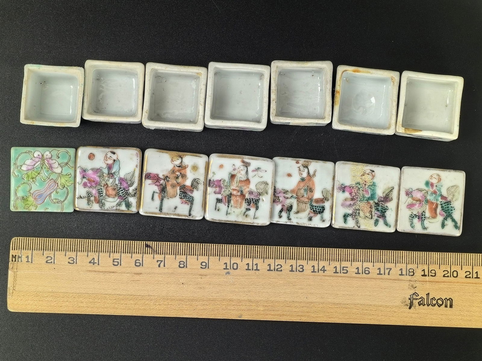 Set of 7 Antique Miniature Chinese Porcelain Boxes (1 of 6)