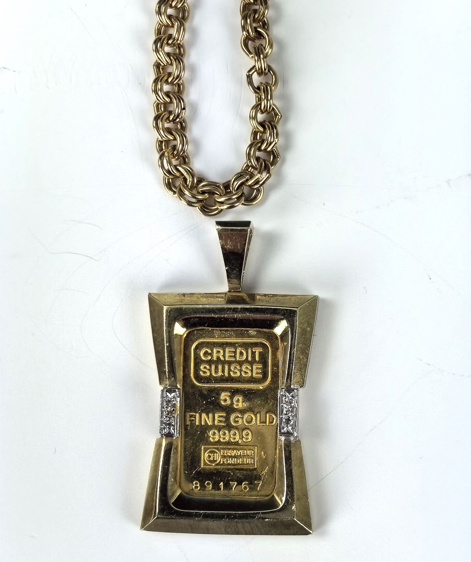 A Necklace with 24K Gold 5g Pendant Maurice Katz Mark in Frame (1 of 6)