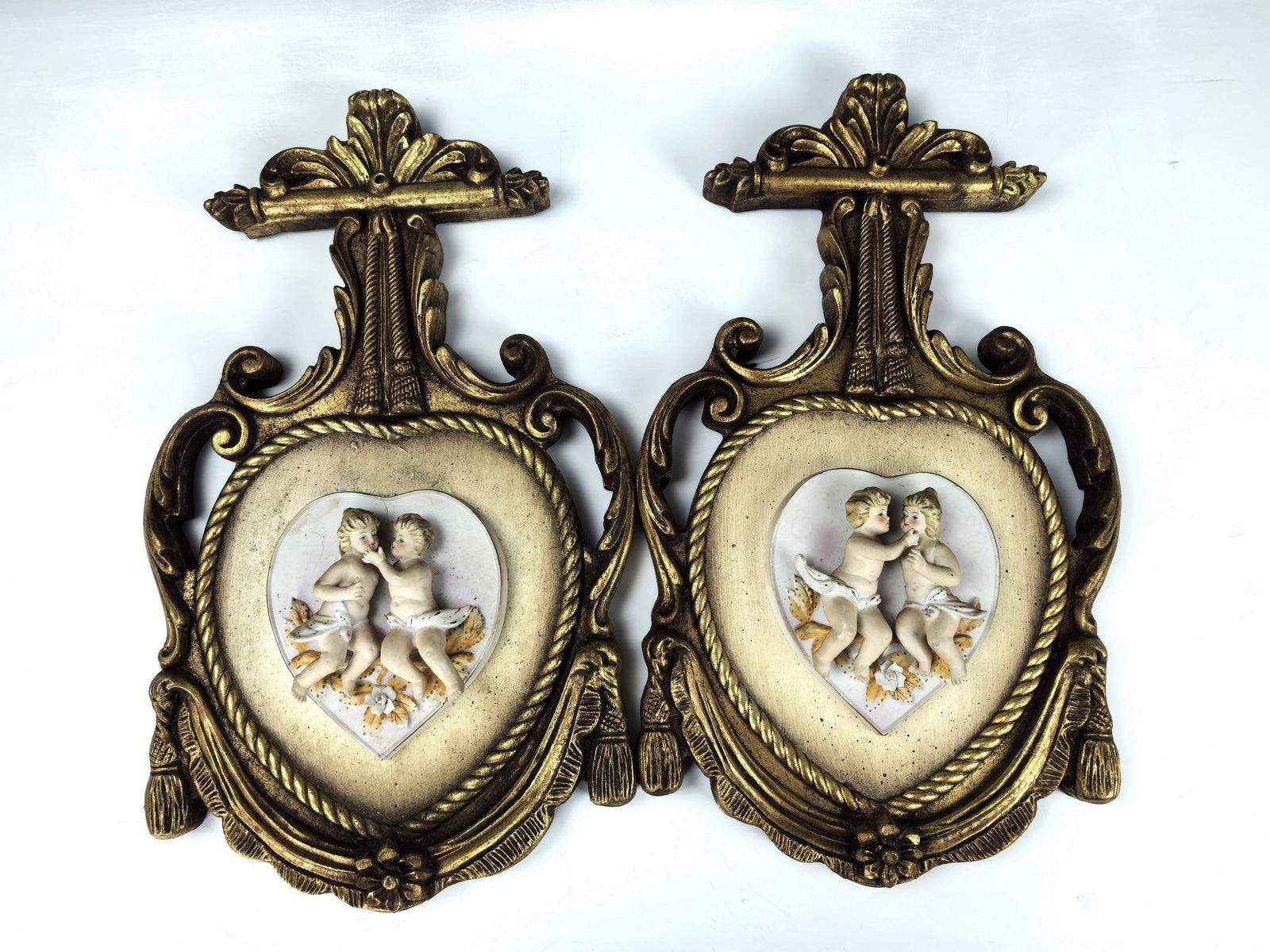 Vintage Cherubs Porcelain Wall Hanging Elegant Wall Decor (1 of 5)