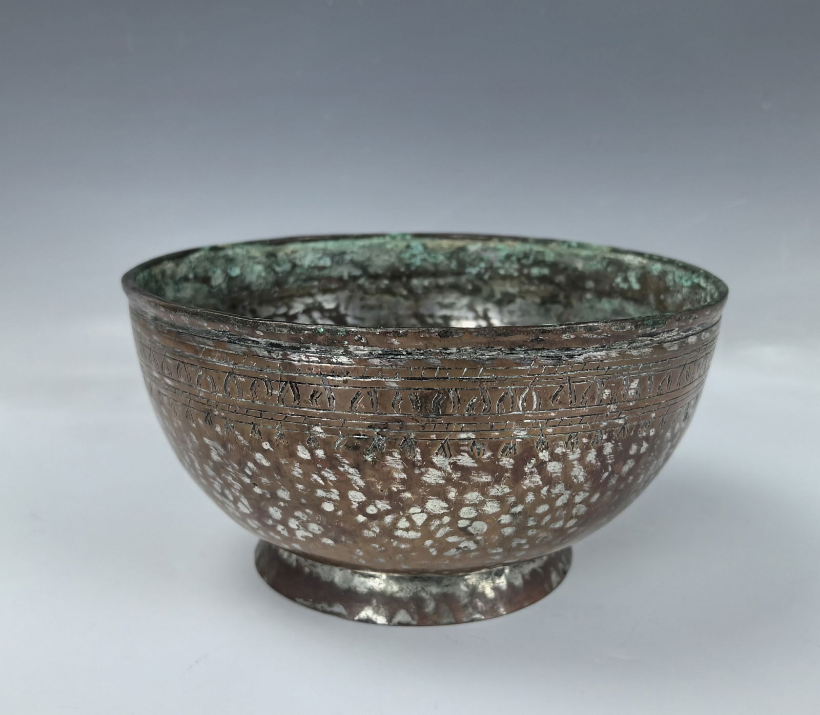 An Antique Persian Engraved Tinned Copper Bowl (1 of 5)
