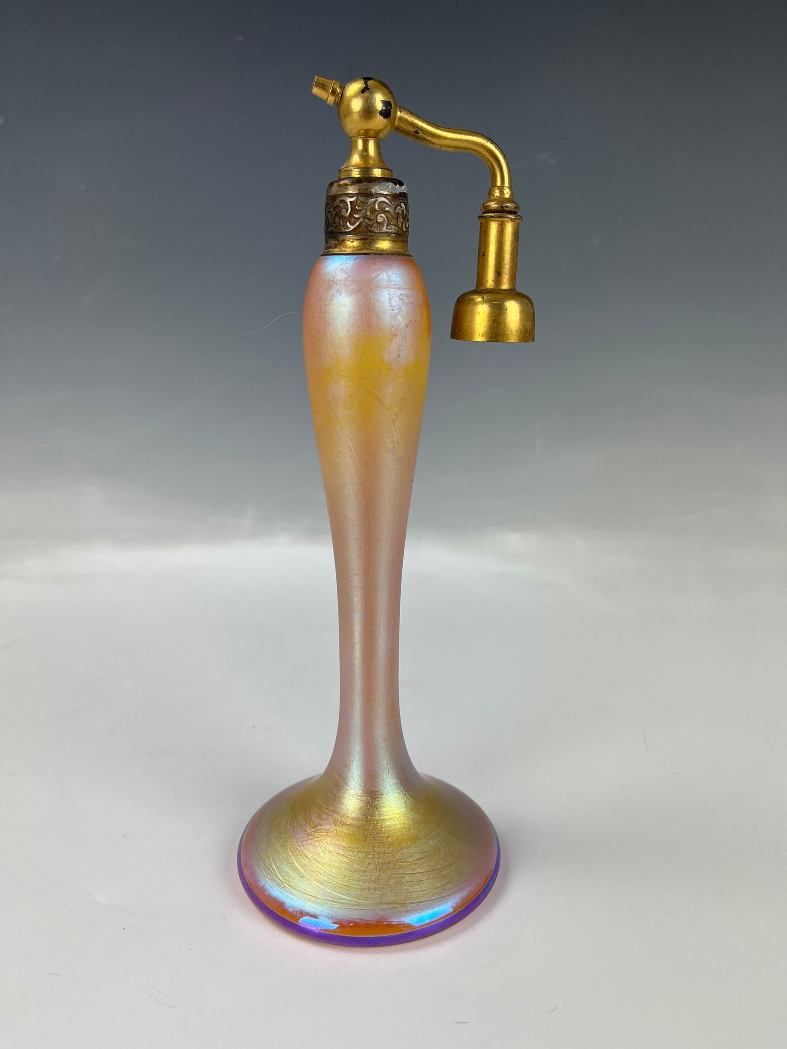 Antique Perfume Bottle Glass Atomizer Gold Butterscotch (1 of 8)