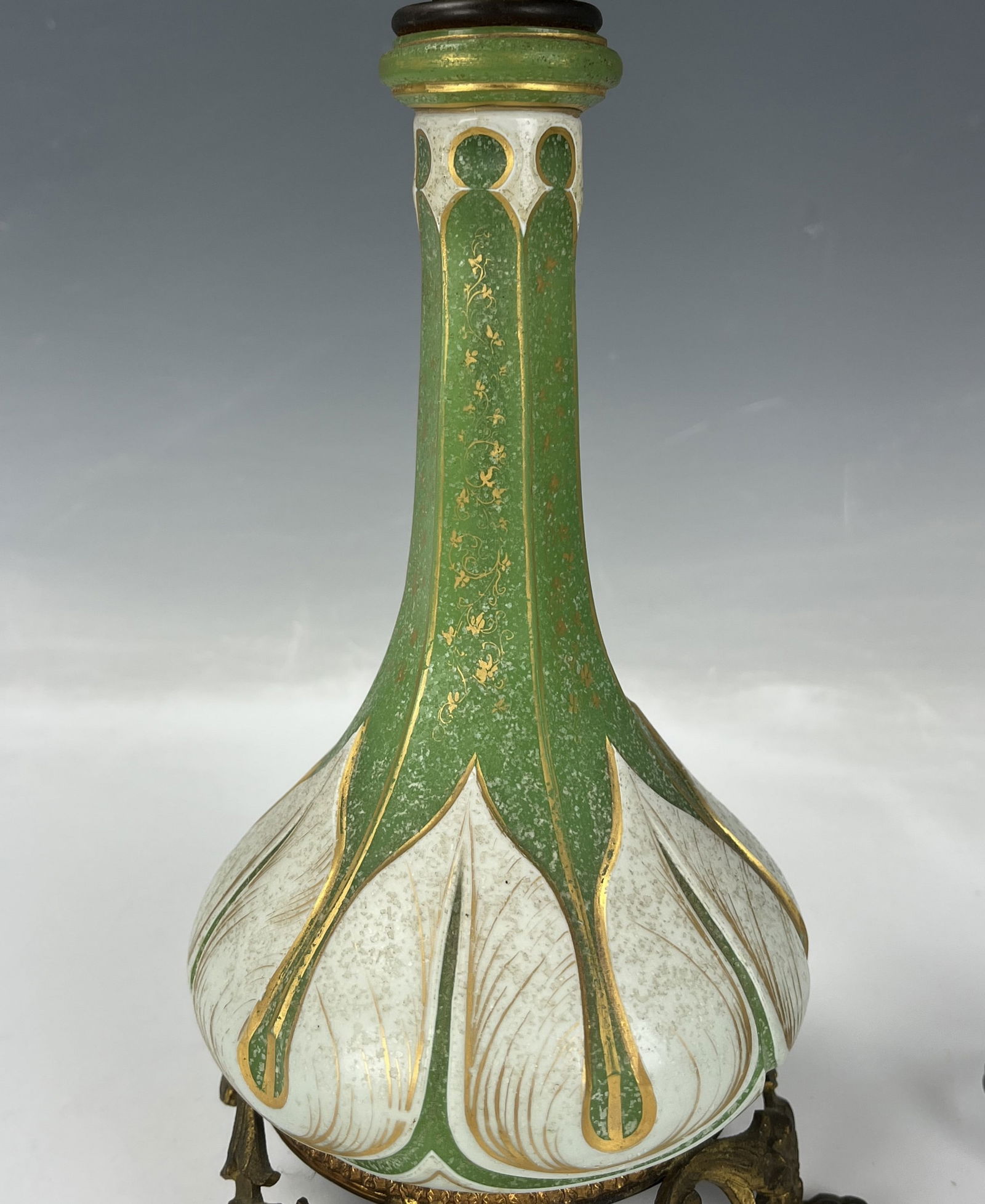 Vintage Green and White Glass Table Lamp (1 of 4)