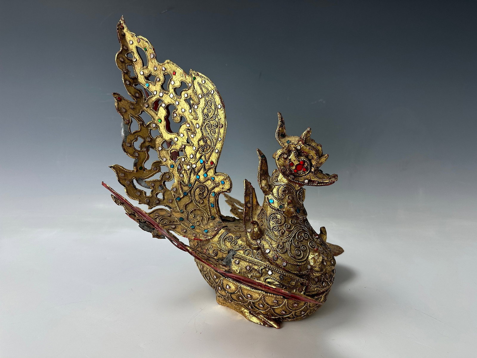 Burmese Lacquered and Gilded Sacred Goose Hintha Betel Box: Burmese Lacquered and Gilded Sacred Goose Hintha Betel Box,W 30 cm (12 in.) xH 25.4 cm(10 in.), Preview from May 27th to 31st from 1:00 PM TO 5:00 PM Eastern Time, Location: 15229 Display Court, Rockv