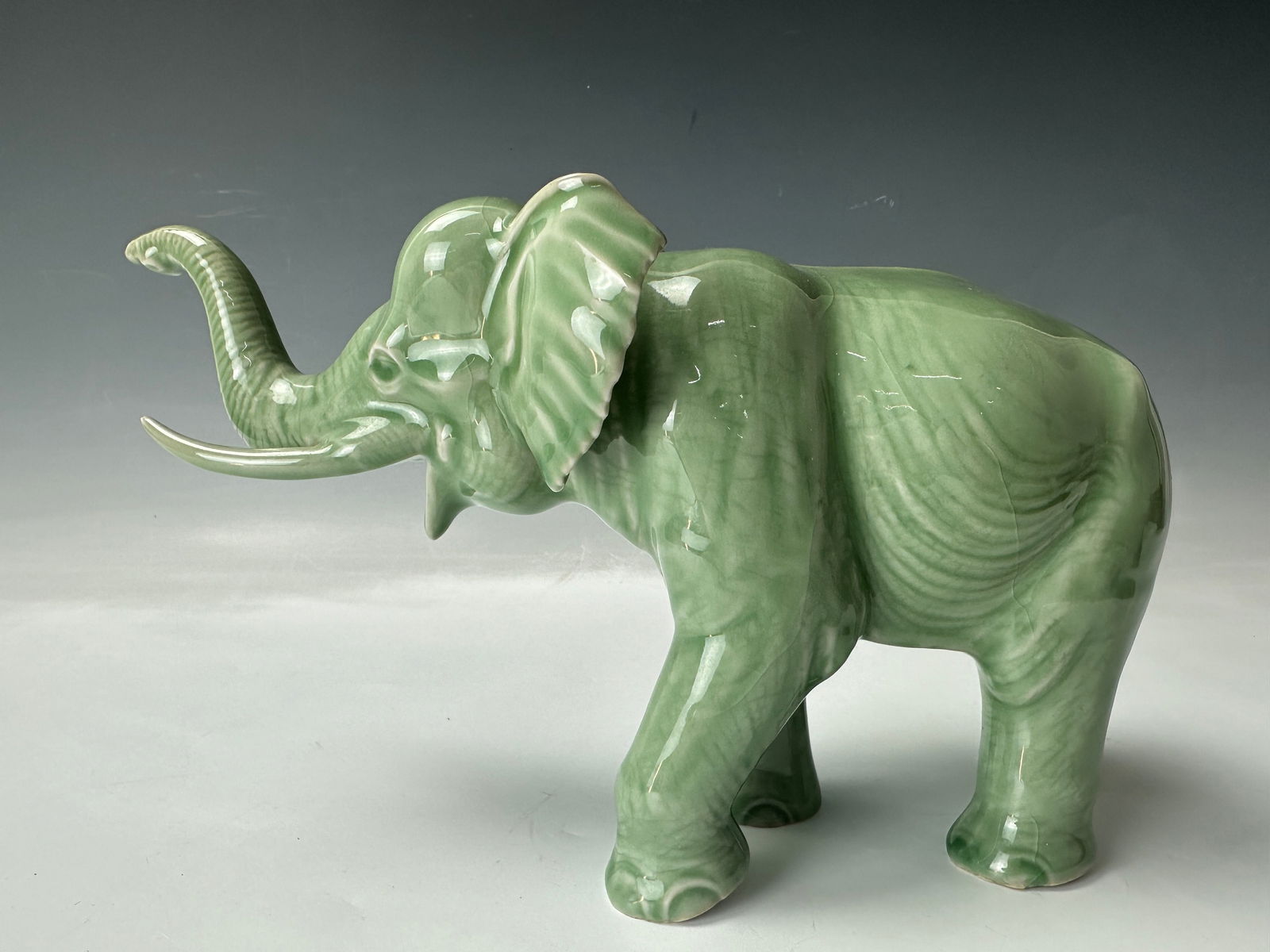 Small Chinese Celadon  Porcelain Elephants Status (1 of 6)