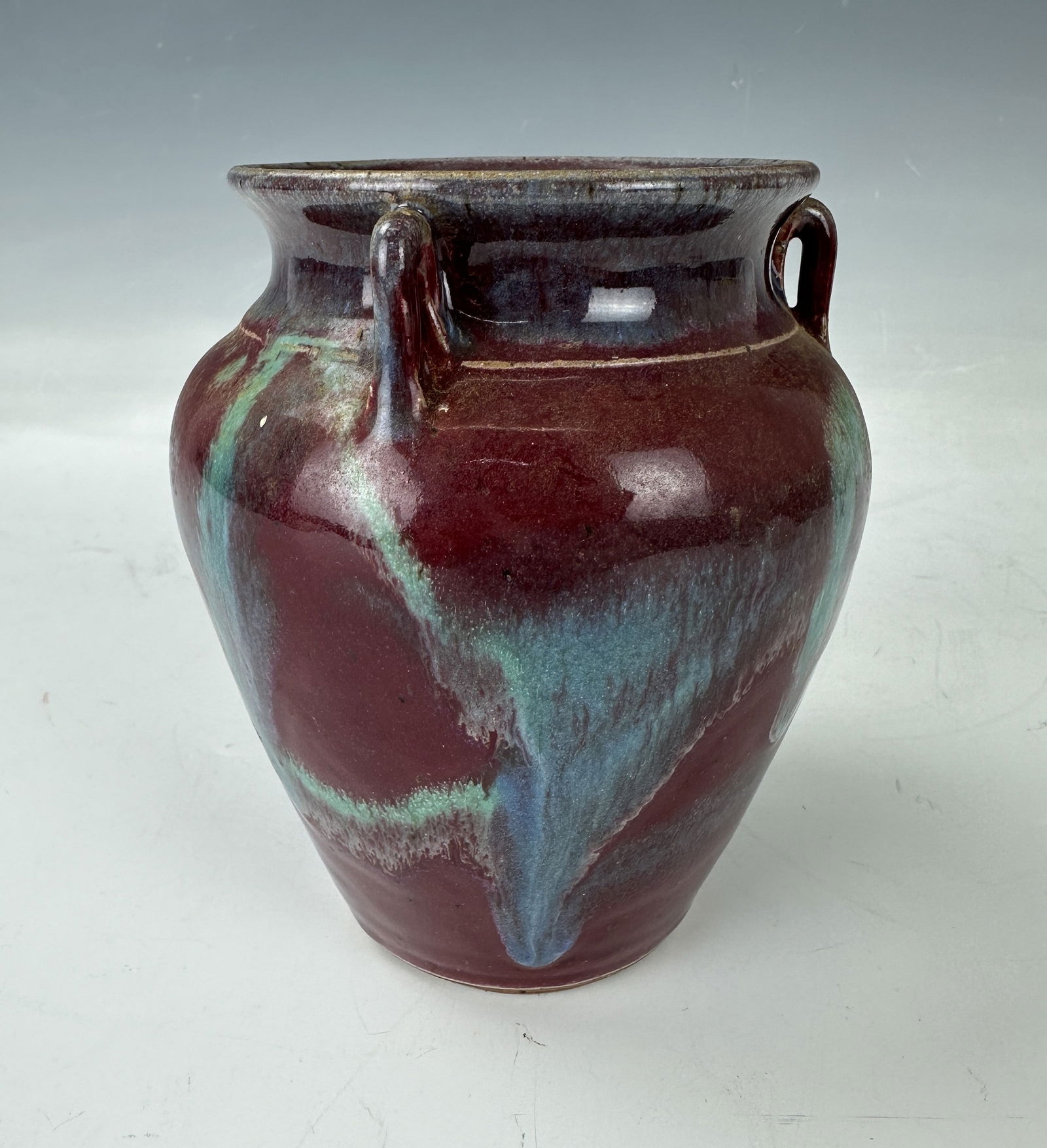 1996 Kings Pottery Red Glaze Vase (1 of 4)
