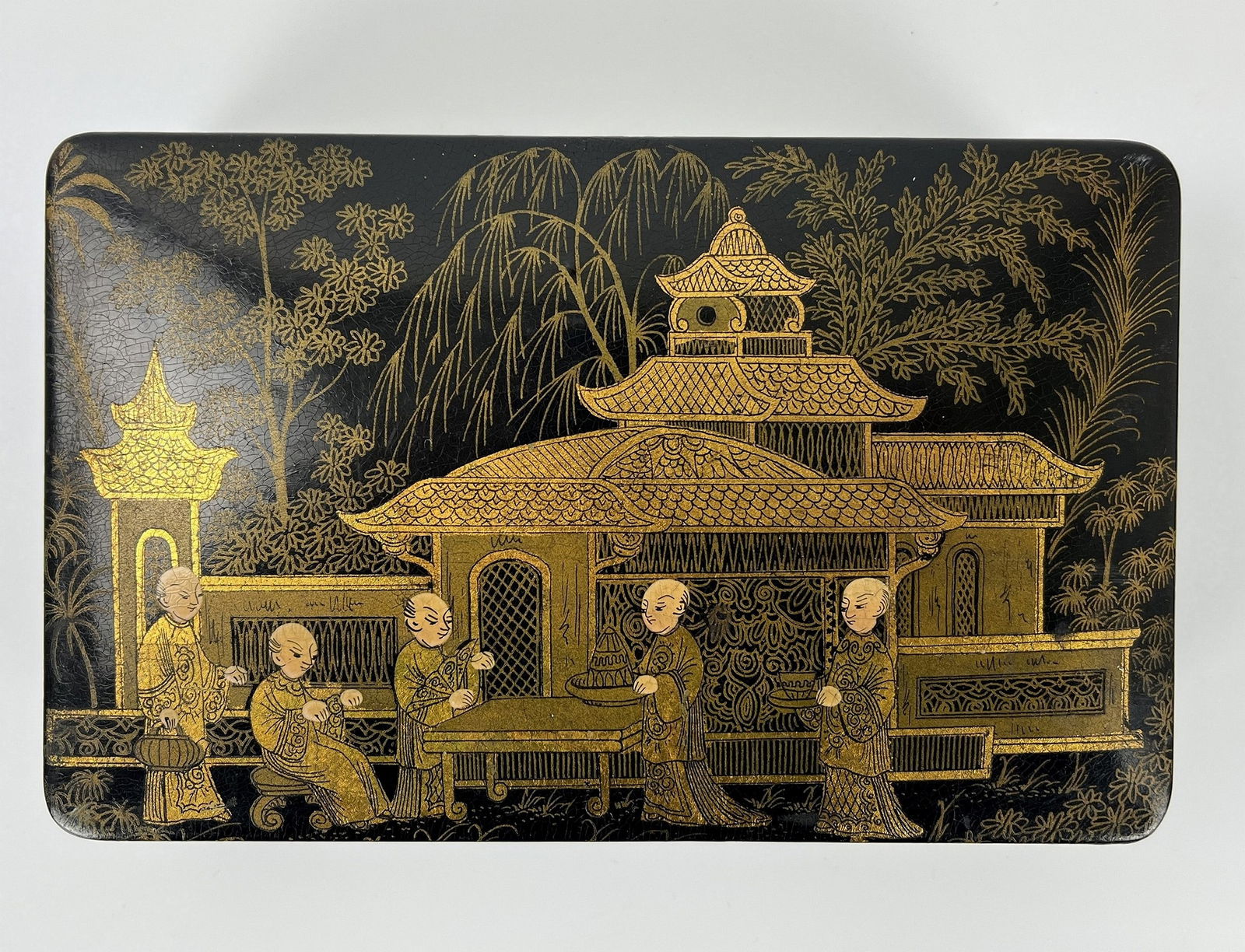 Asian Hand Painted Wooden Lacquered Box (1 of 5)
