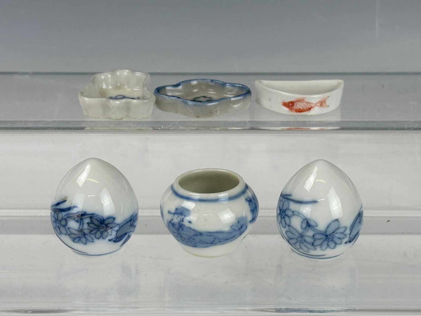 Group of 6 Chinese Porcelain Bird and Cricket Feeders (1 of 5)