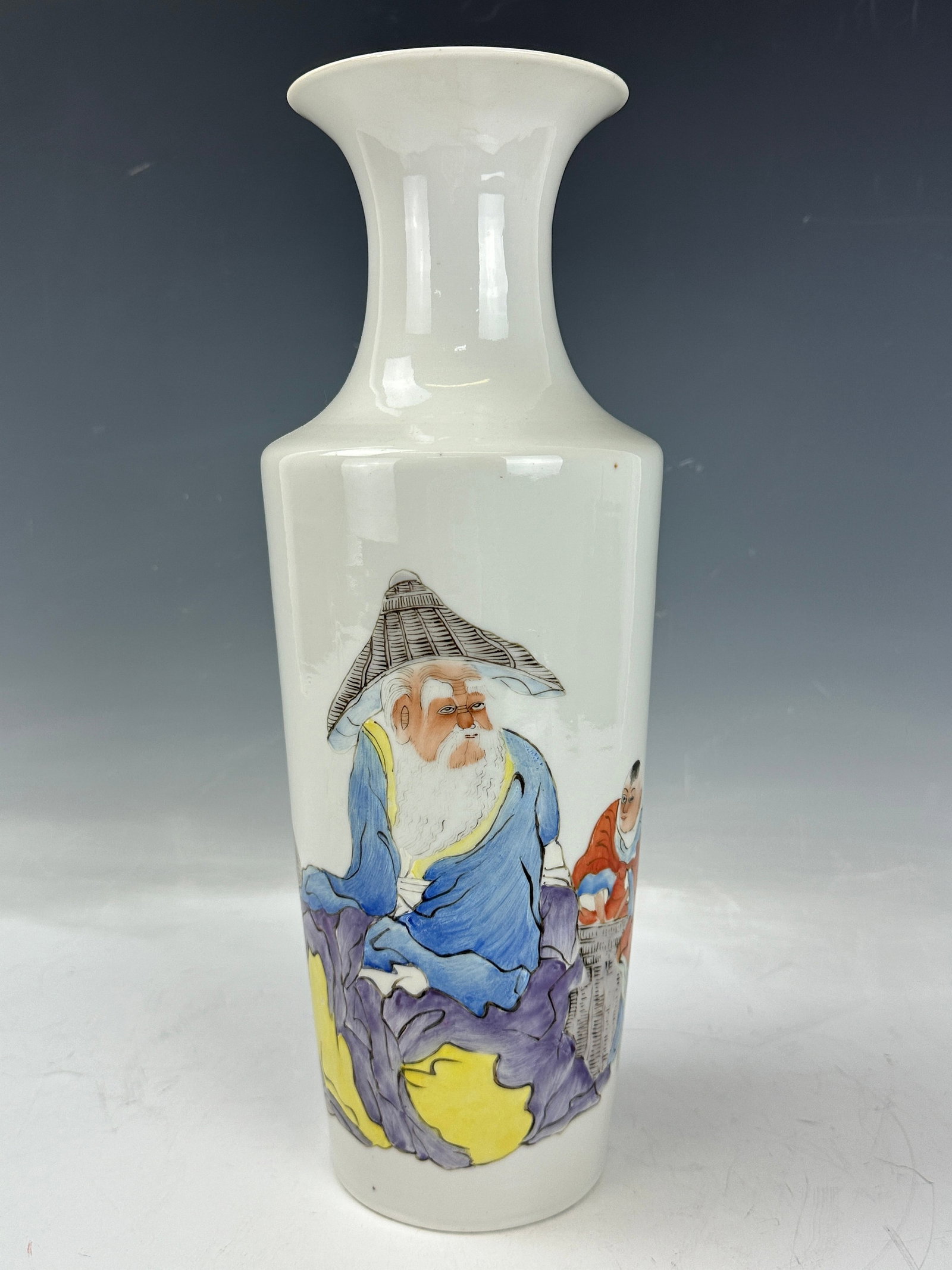 A Chinese Famille Rose Porcelain Vase with Fisherman: A Chinese Famille Rose Porcelain Vase with Fisherman, H 29cm. Preview from Jun. 24th to 28th from 1:00 PM TO 5:00 PM Eastern Time, Location: 15229 Display Court, Rockville MD 20850.