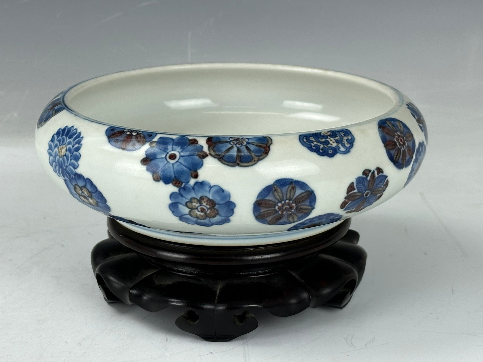 A Blue White and Underglaze Copper Red Porcelain Brush Washer Kangxi Mark (1 of 5)